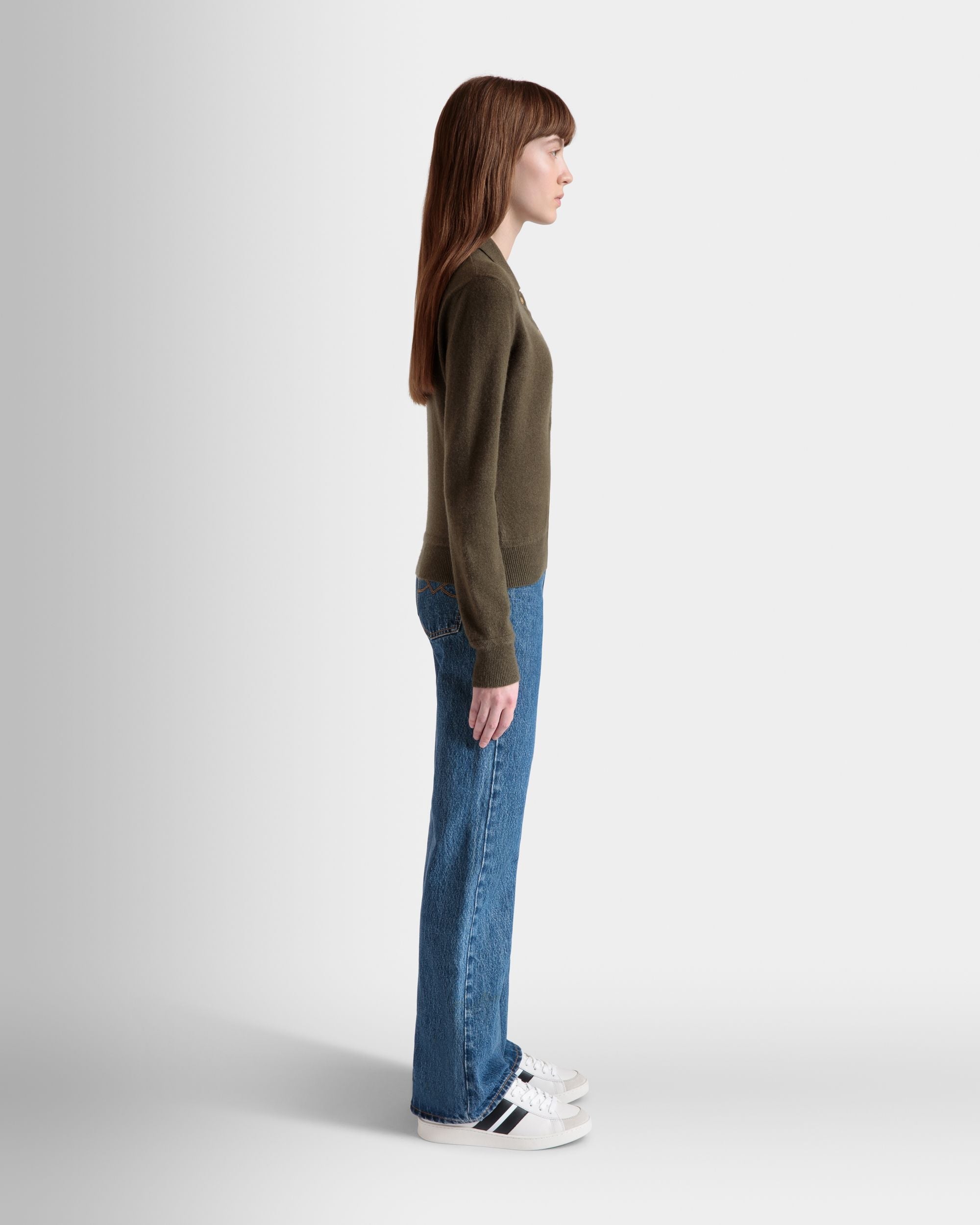 Bally Global - Knit Polo In Military Green Cashmere - Vert