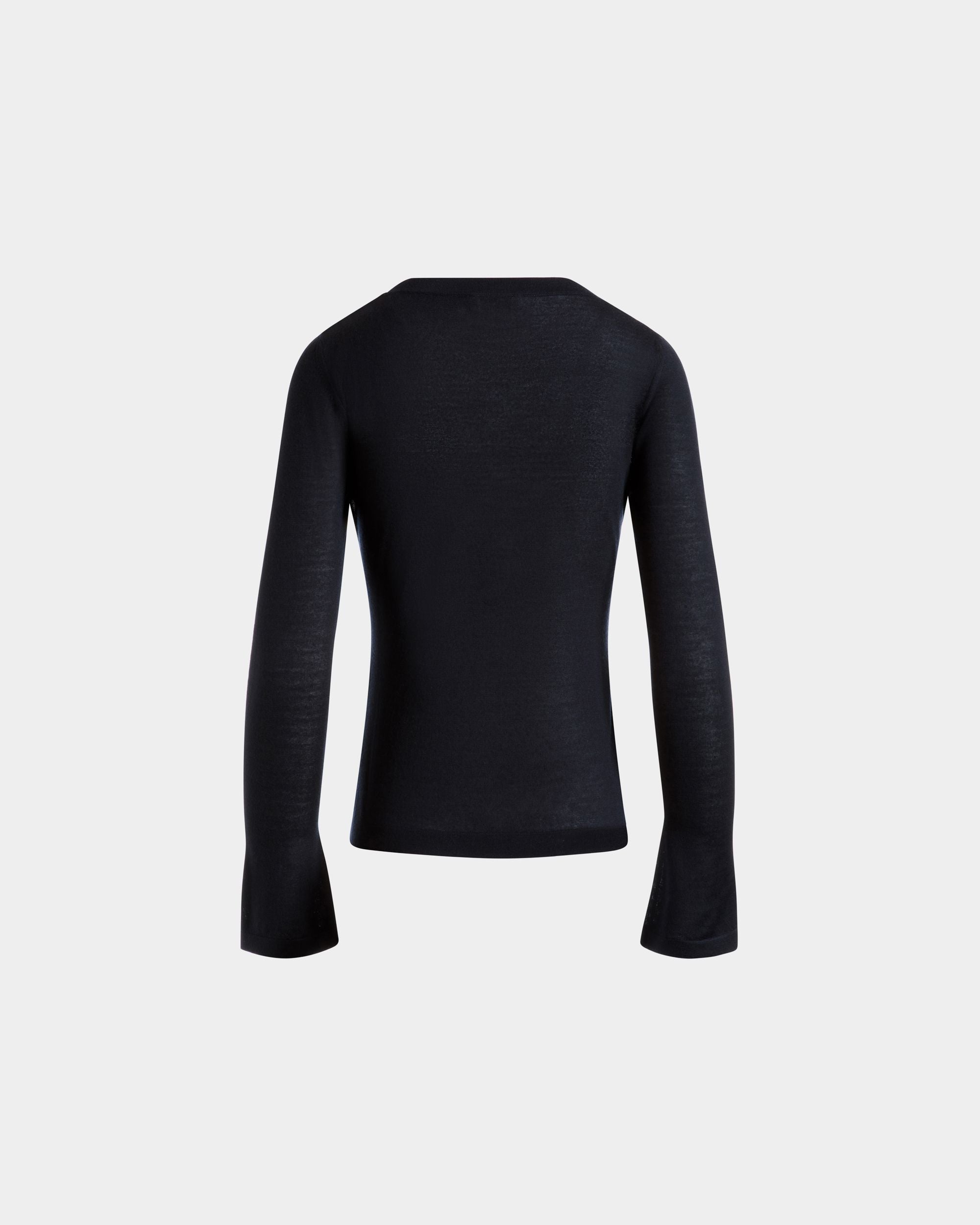 Bally Global - V-Neck Knit Top in Navy Blue Cashmere - Blue