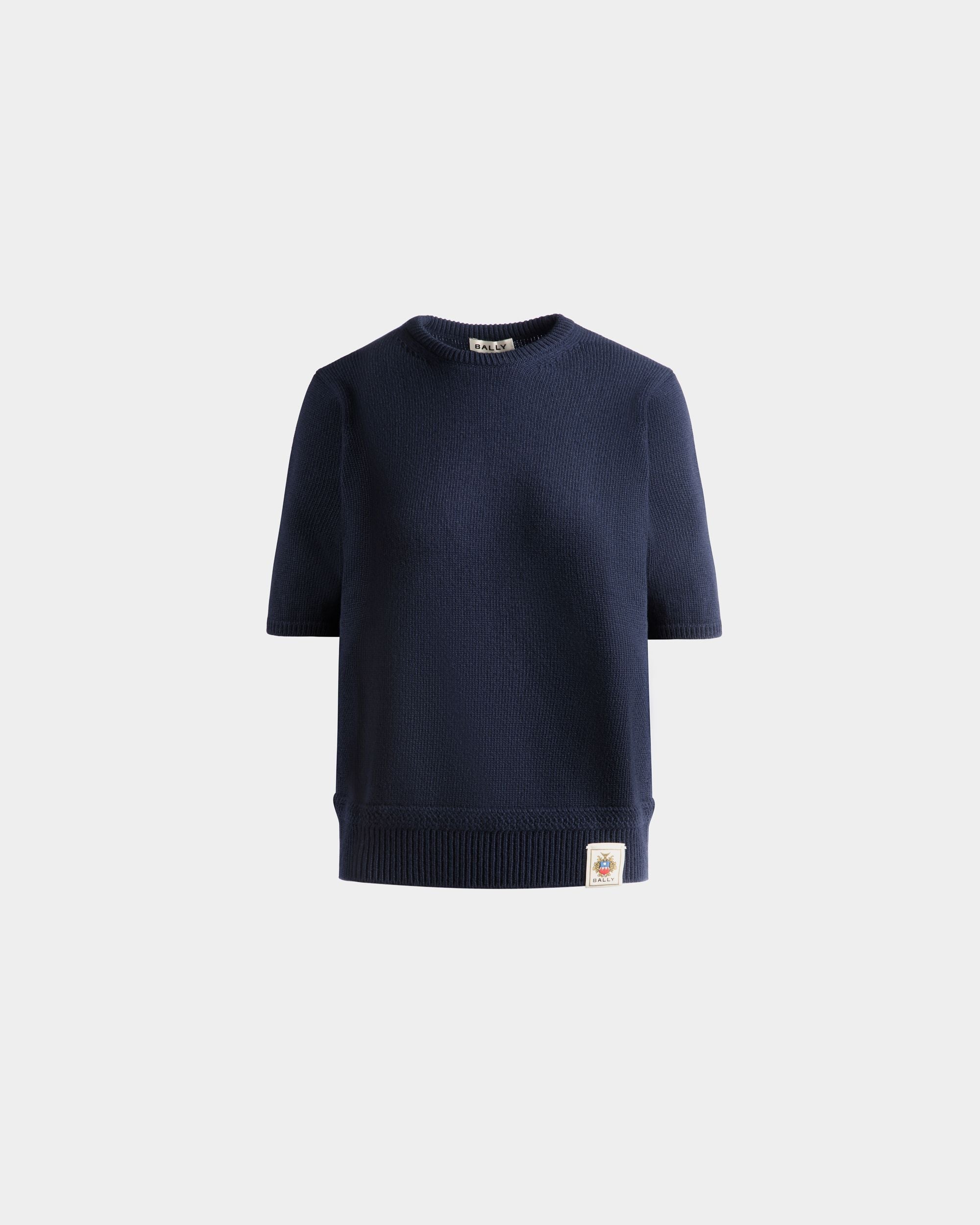 Bally Global - Top À Demi-Manches En Laine Bleue - Bleu