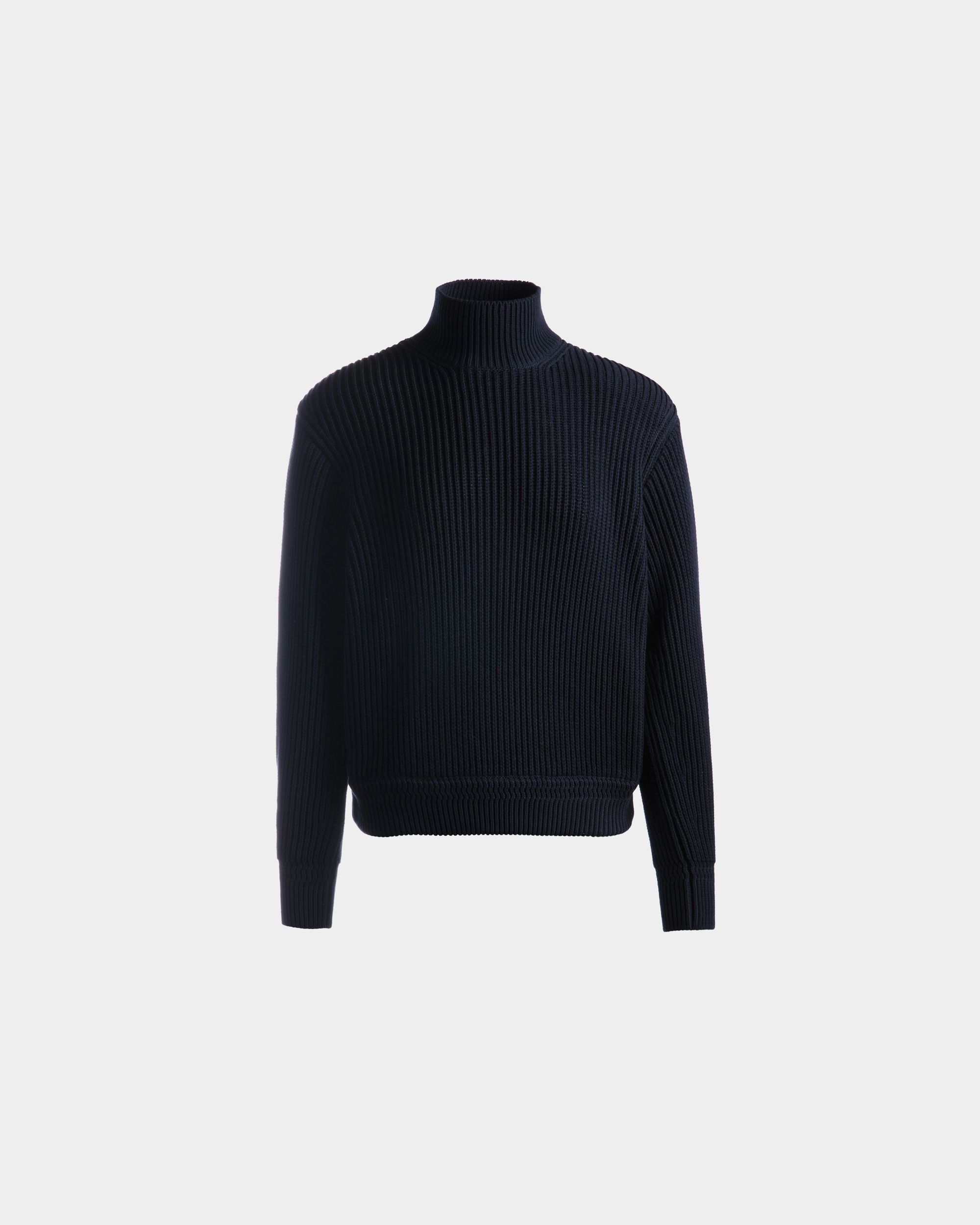 Bally Global - Turtle Neck in Navy Blue Cotton - Bleu