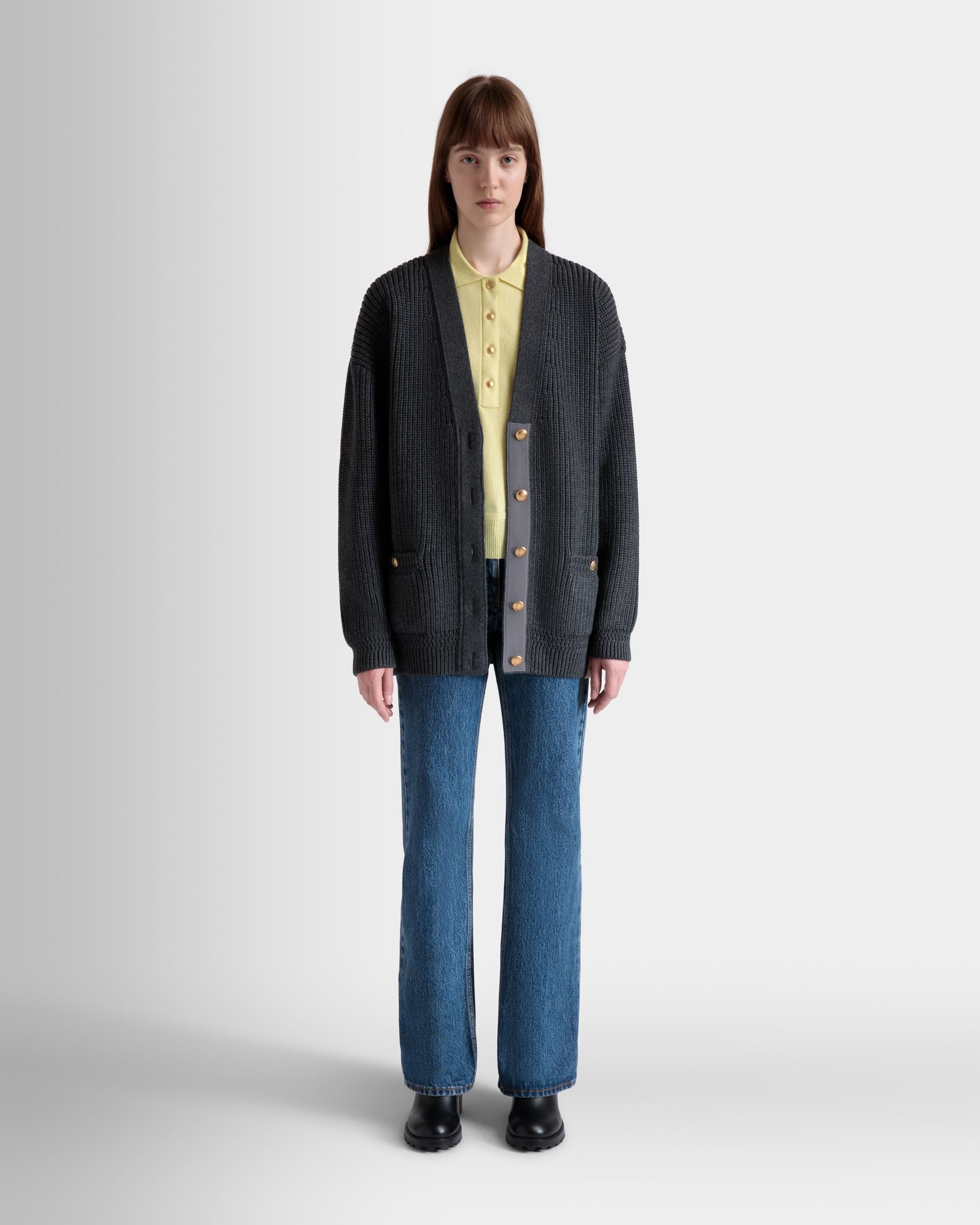 Bally Global - Cardigan En Laine Dark Grey - Gris