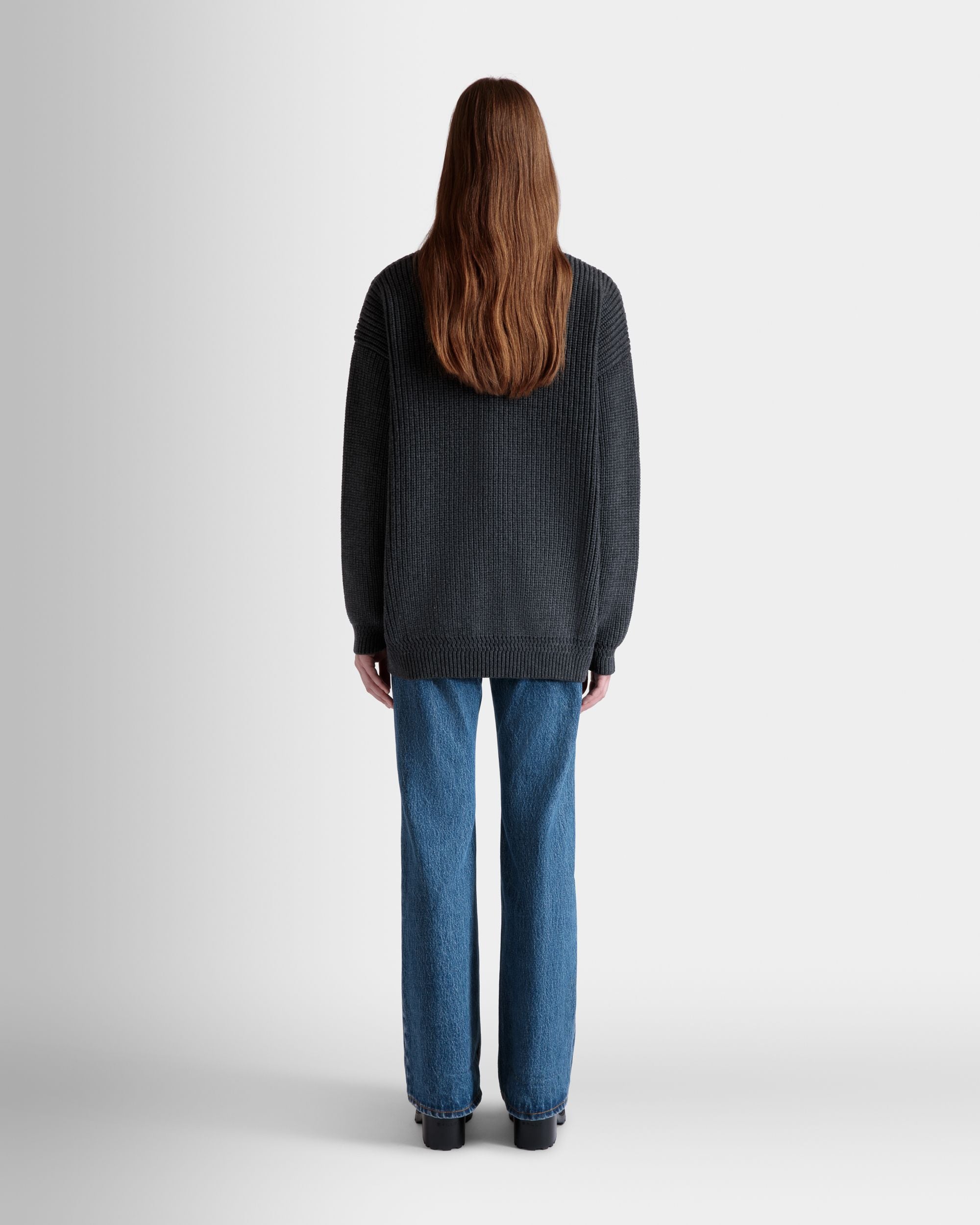 Bally Global - Cardigan In Dark Grey Wool - Grey