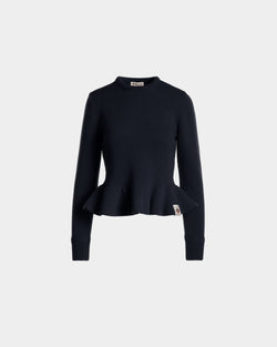Knit Top In Navy Blue Wool