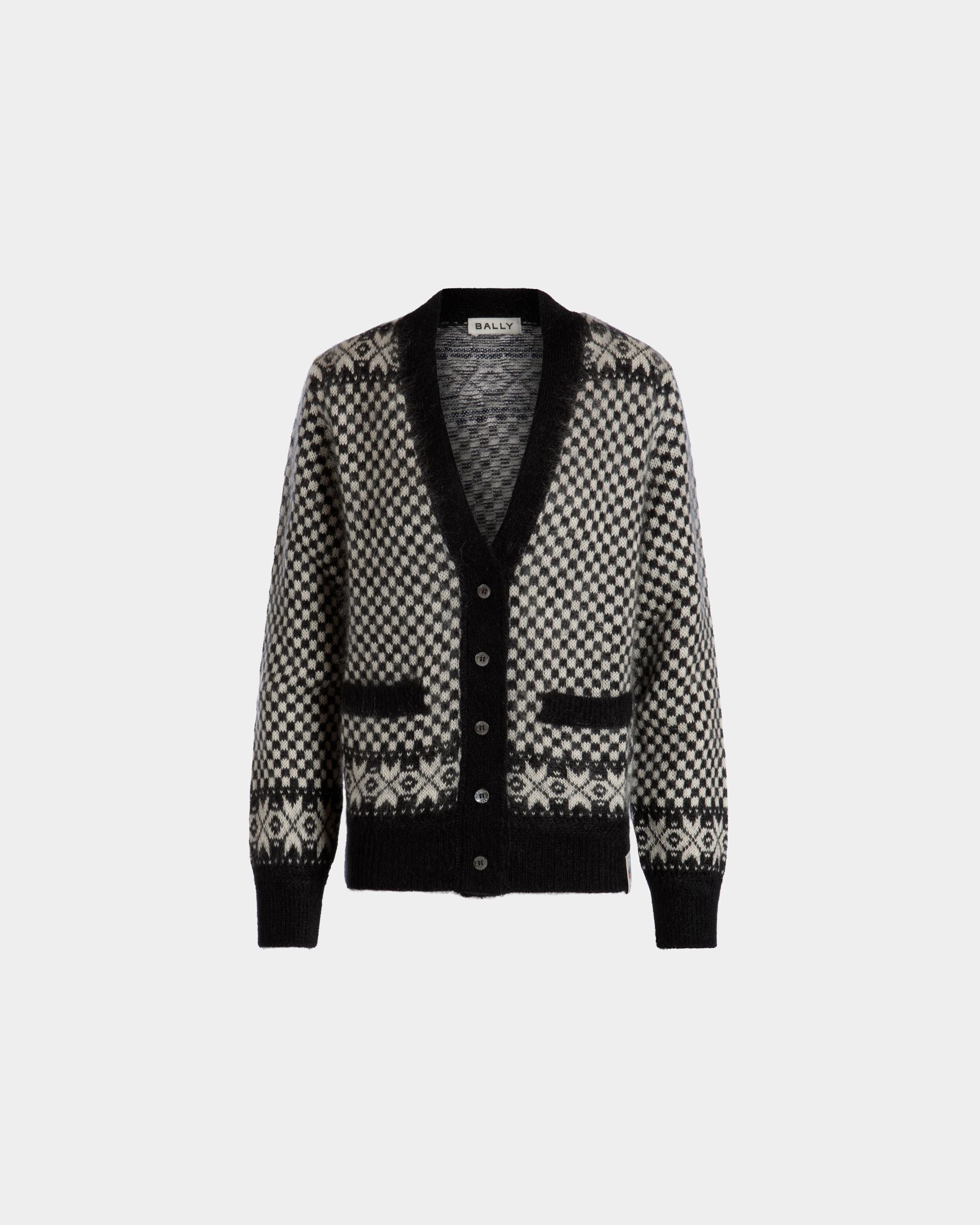 Bally Global - Cardigan In Black And White Mohair And Silk - Multicolore