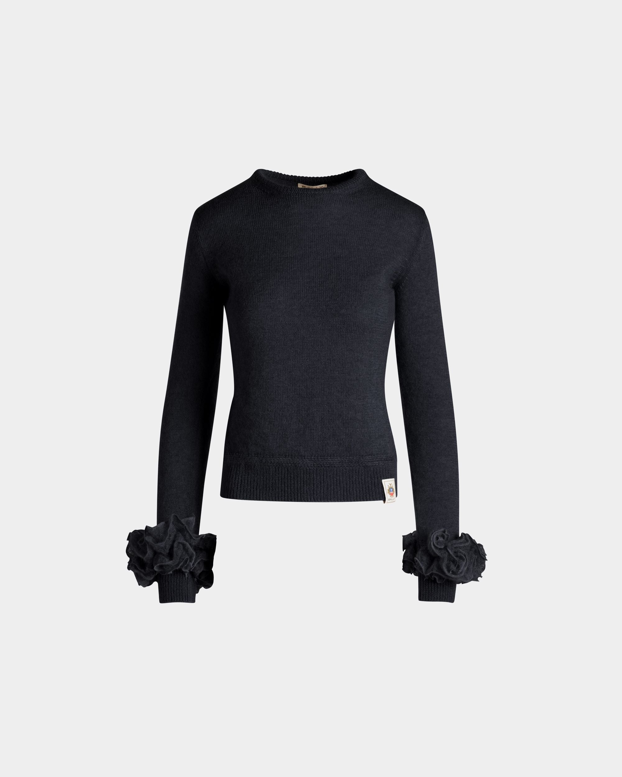 Bally Global - Knit Top In Navy Blue Mohair And Silk - Bleu