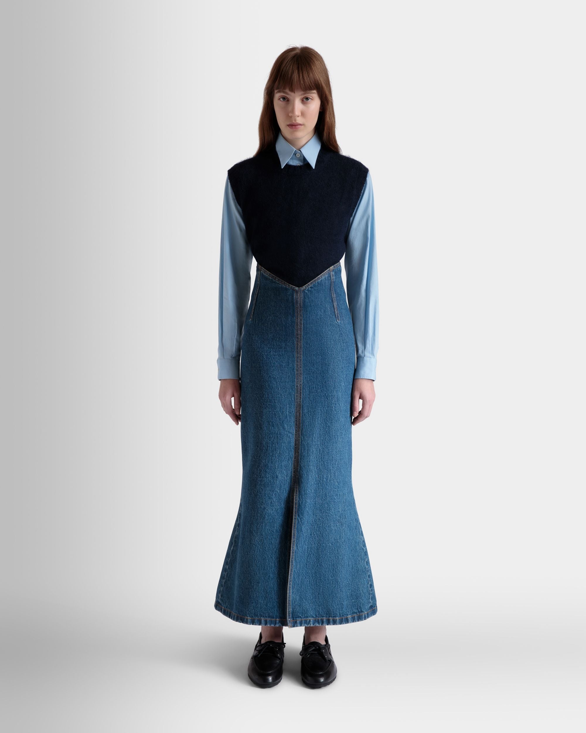 Bally Global - Knit Vest In Navy Blue Mohair And Silk - Bleu