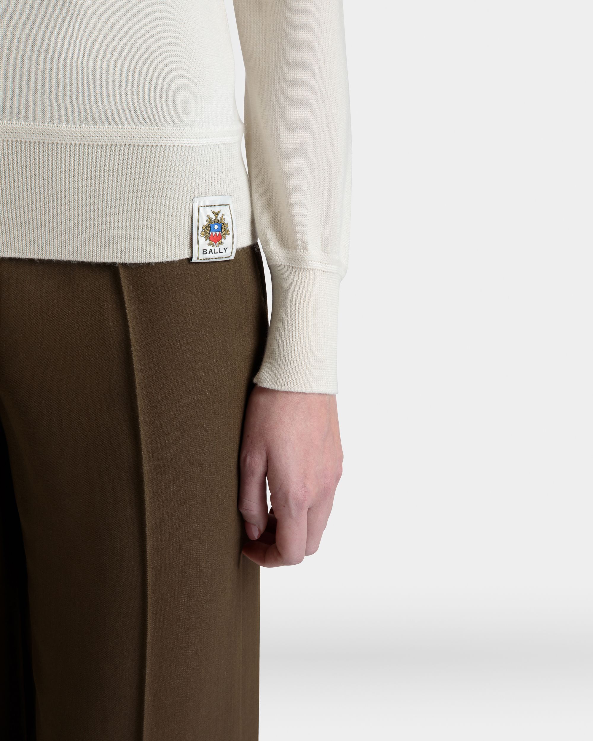 Bally Global - Polo De Manga Larga De Cachemira Y Seda Marfil - Blanco
