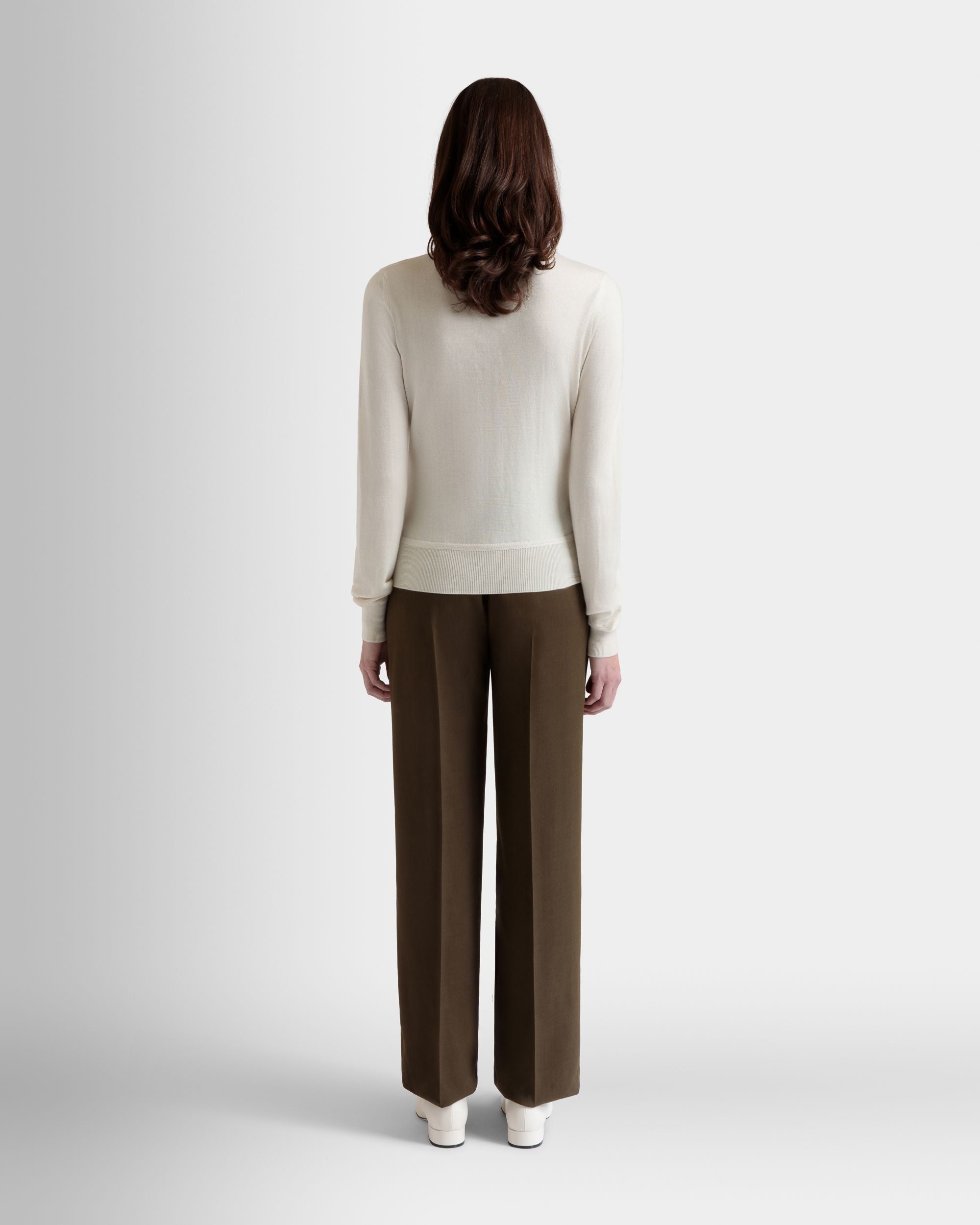 Bally Global - Polo De Manga Larga De Cachemira Y Seda Marfil - Blanco