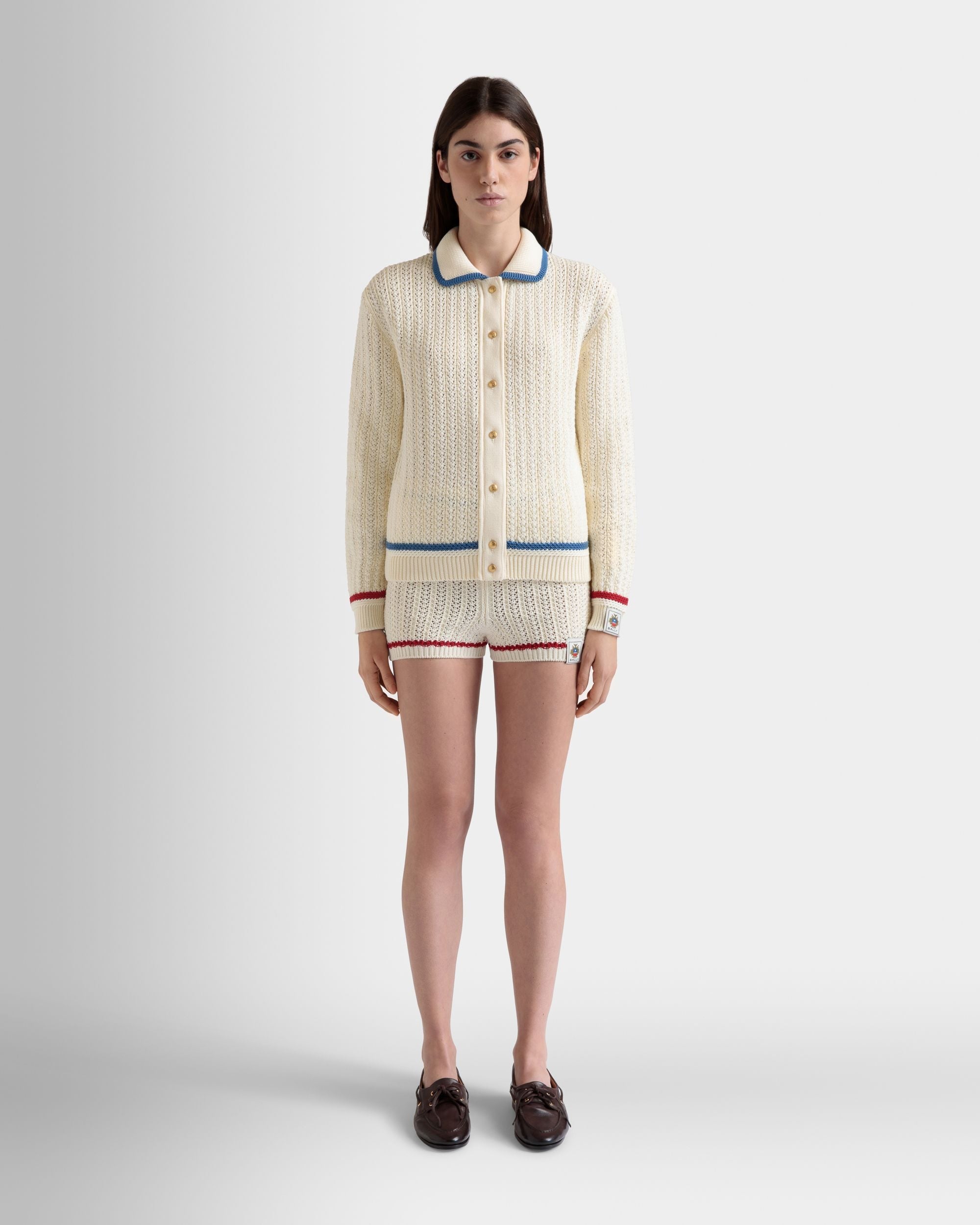 Bally Global - Cárdigan De Algodón Marfil - Blanco