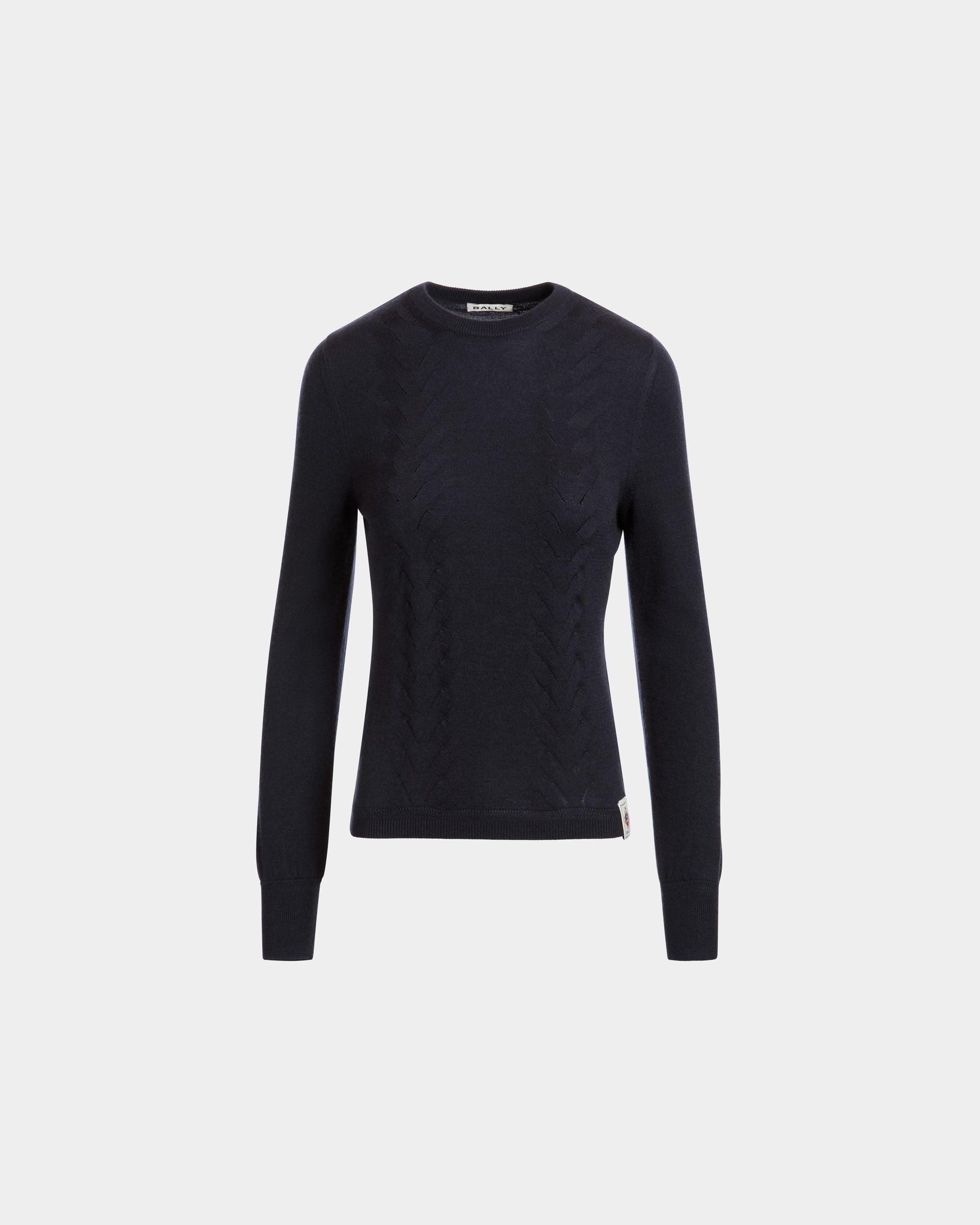 Bally Global - Camiseta De Manga Larga De Cachemira Y Seda Navy Blue - Azul