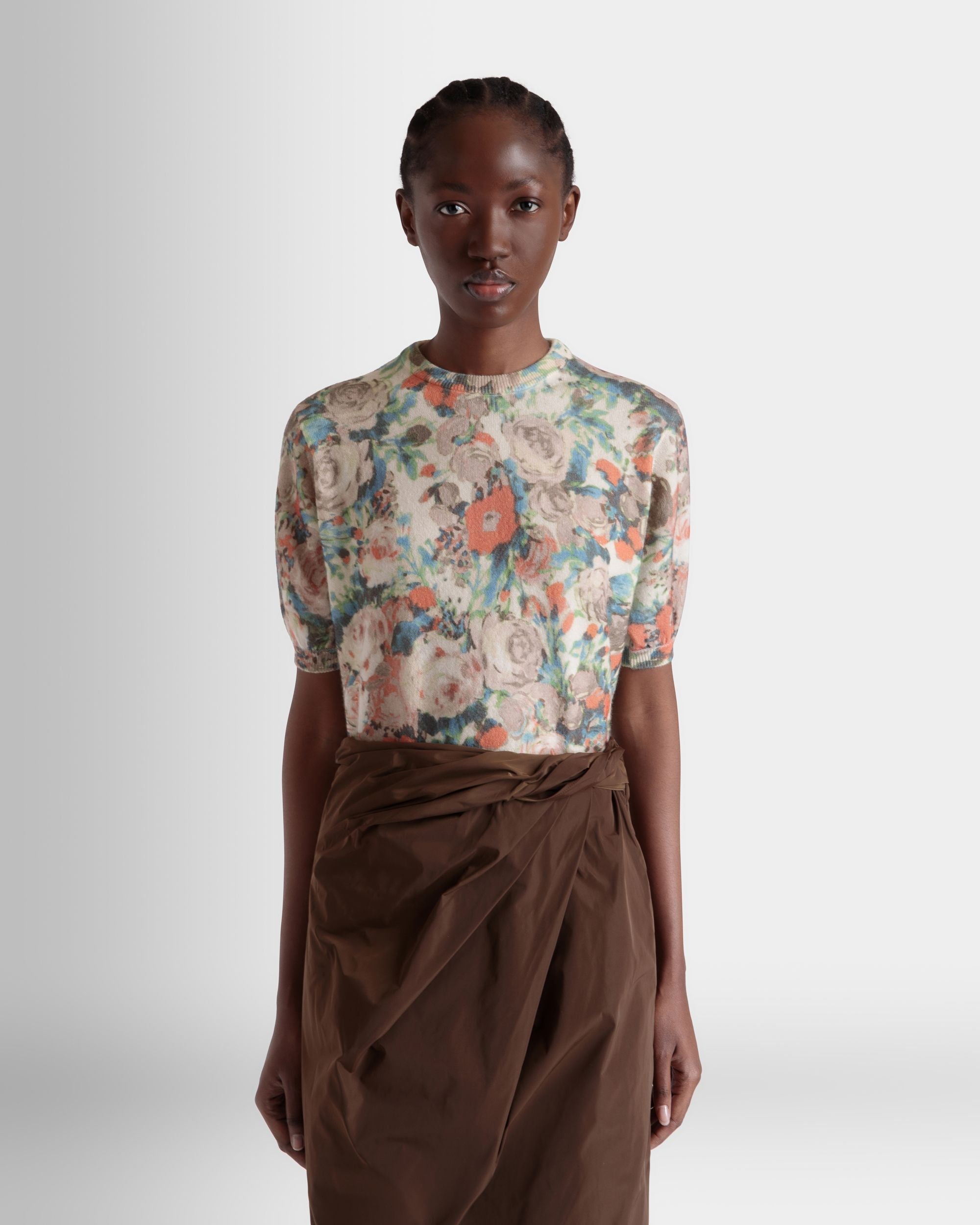 Bally Global - Knit Top with a Rosengarten Print in Multicolor Cashmere - Multicolor