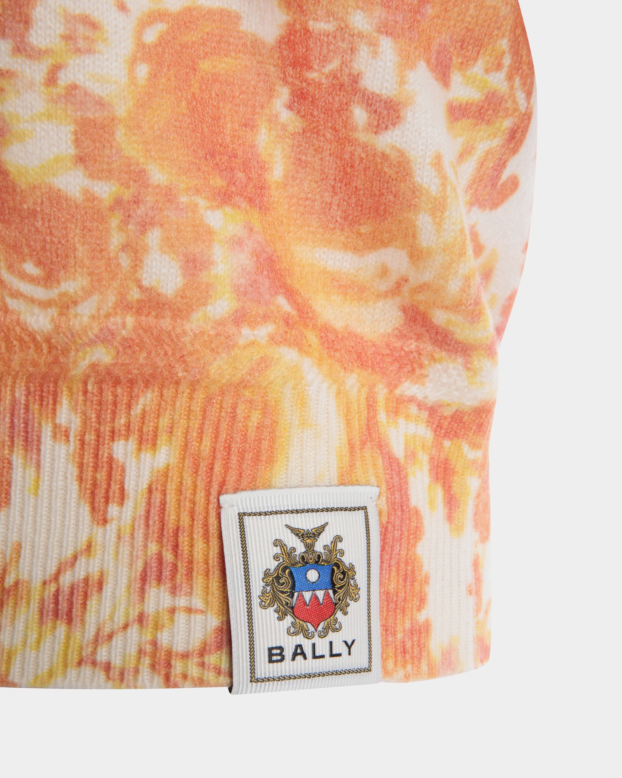 Bally Global - Cardigan with a Rosengarten Print in Koi Orange Cashmere - Orange