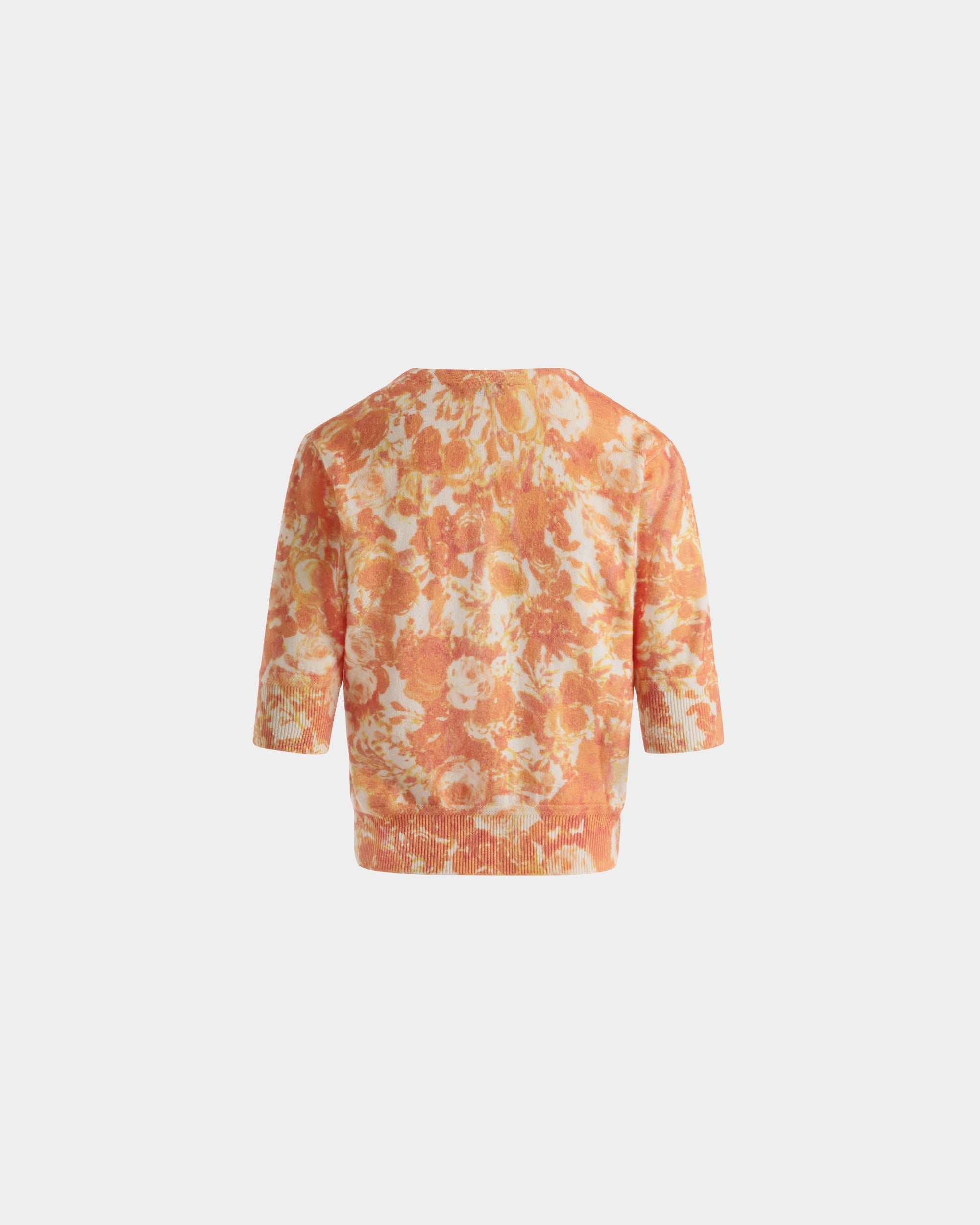 Bally Global - Cardigan with a Rosengarten Print in Koi Orange Cashmere - Orange