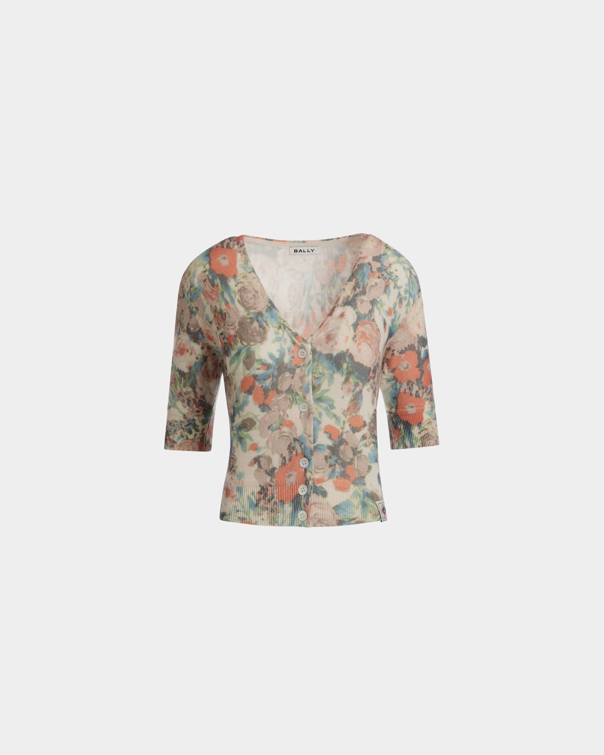 Bally Global - Cardigan with a Rosengarten Print in Multicolor Cashmere - Multicolor
