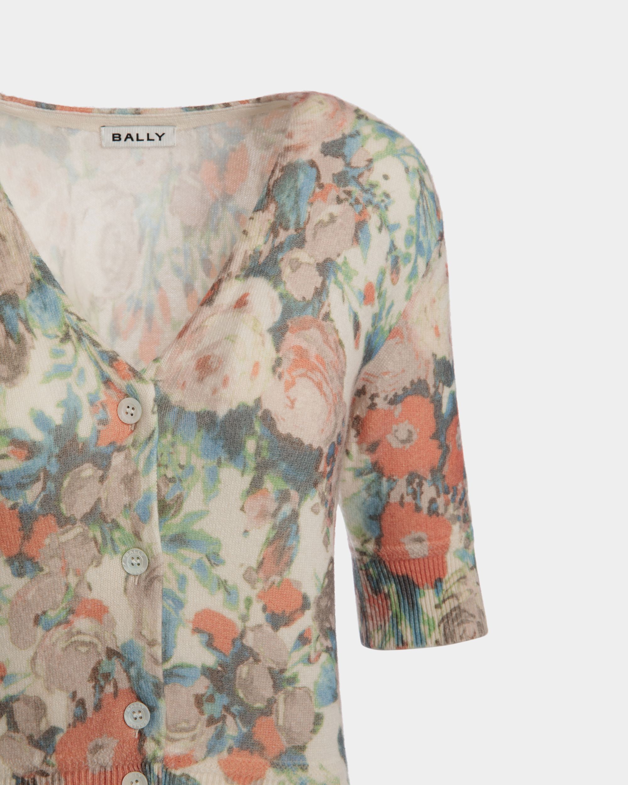 Bally Global - Cardigan with a Rosengarten Print in Multicolor Cashmere - Multicolor