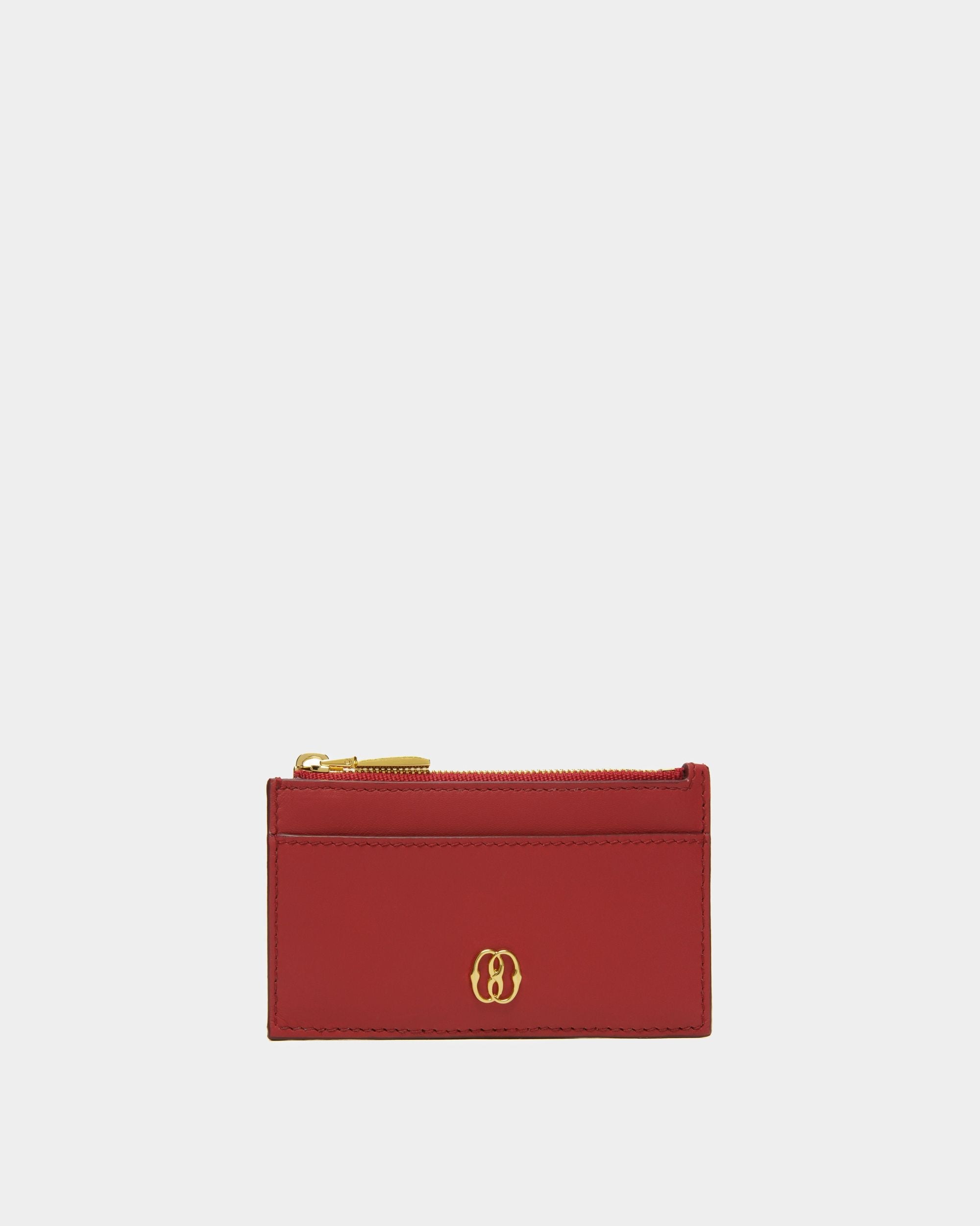 Bally Global - Tarjetero Ejecutivo Emblem De Piel Rubí Oscuro - Rojo