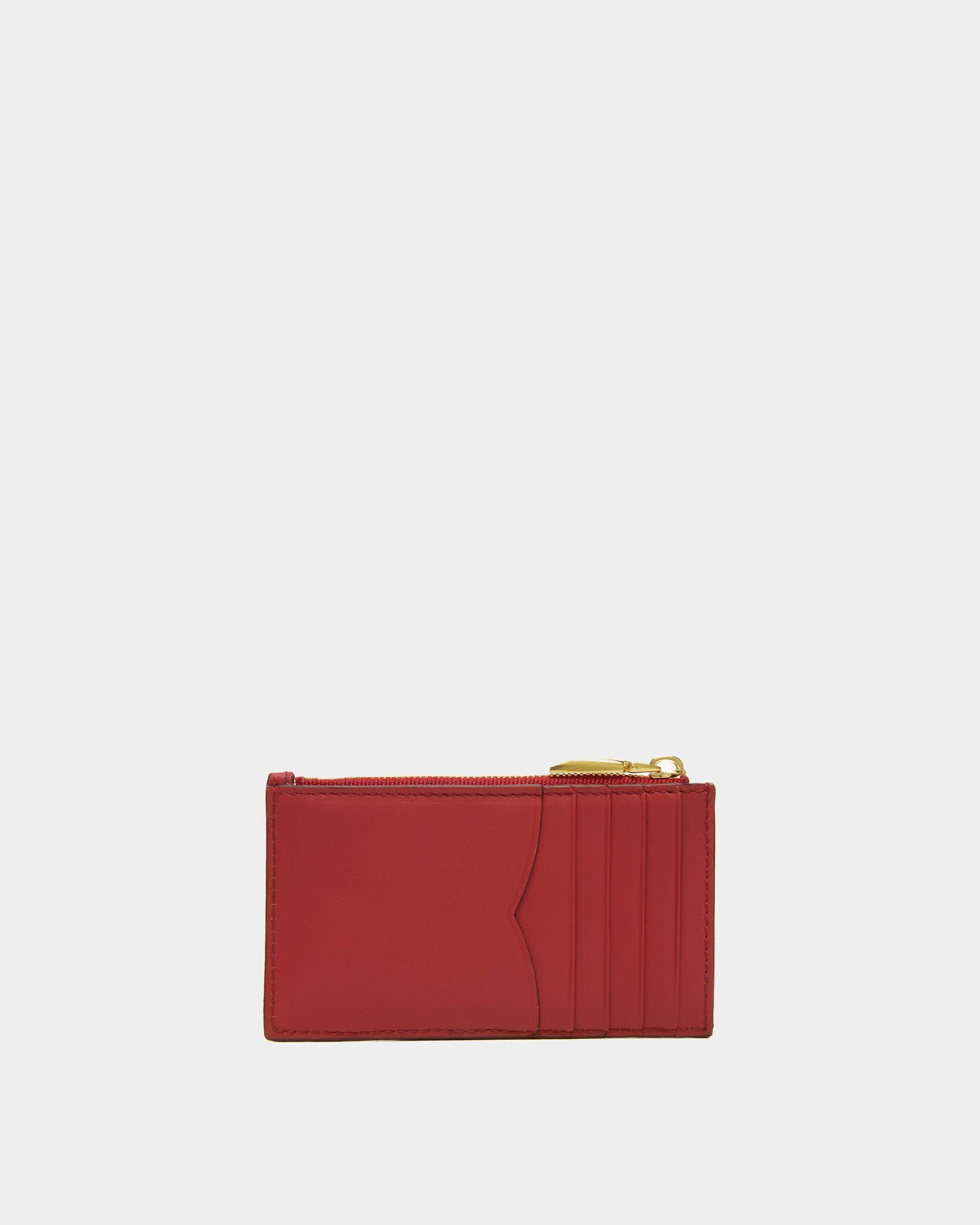 Bally Global - Tarjetero Ejecutivo Emblem De Piel Rubí Oscuro - Rojo