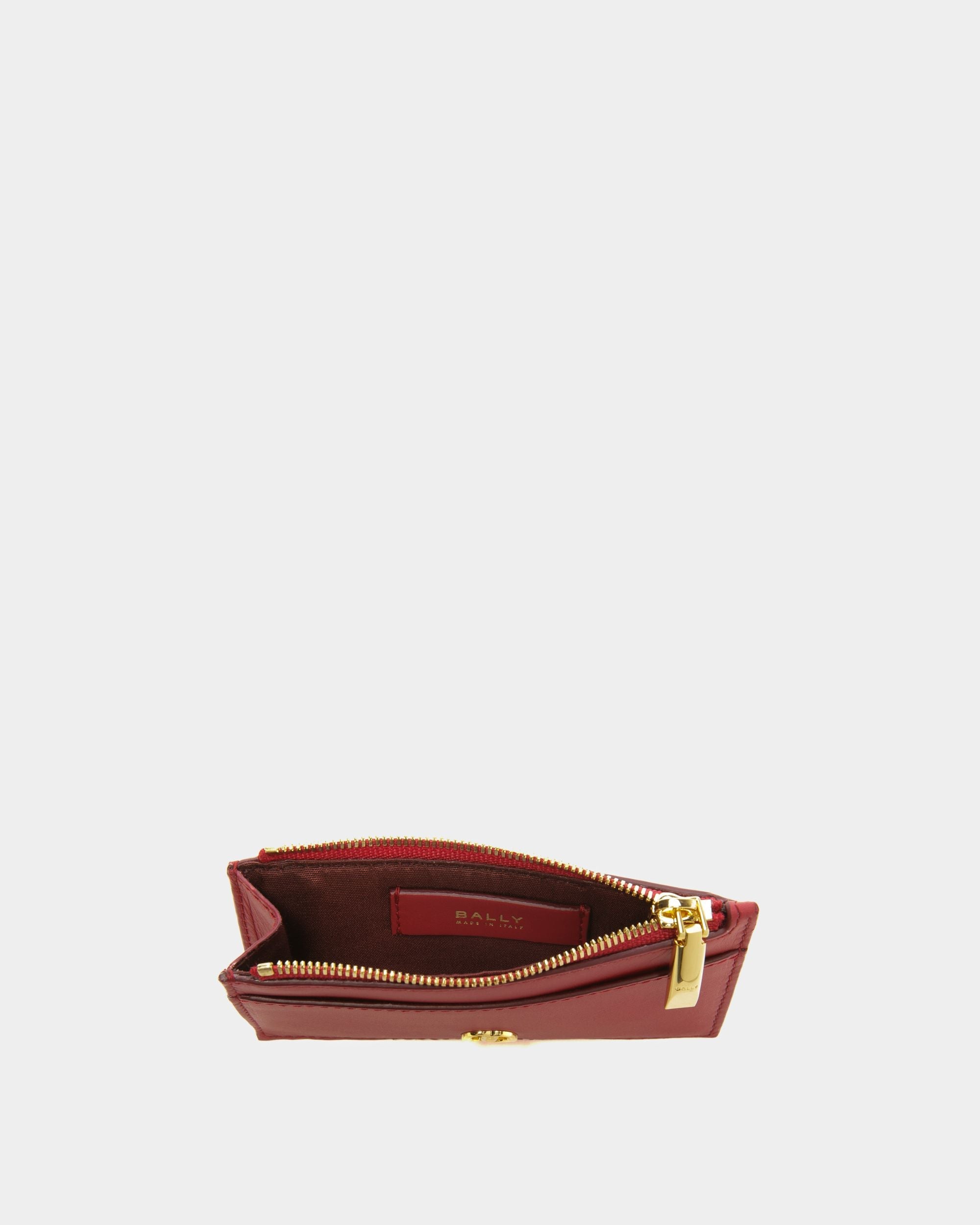 Bally Global - Tarjetero Ejecutivo Emblem De Piel Rubí Oscuro - Rojo