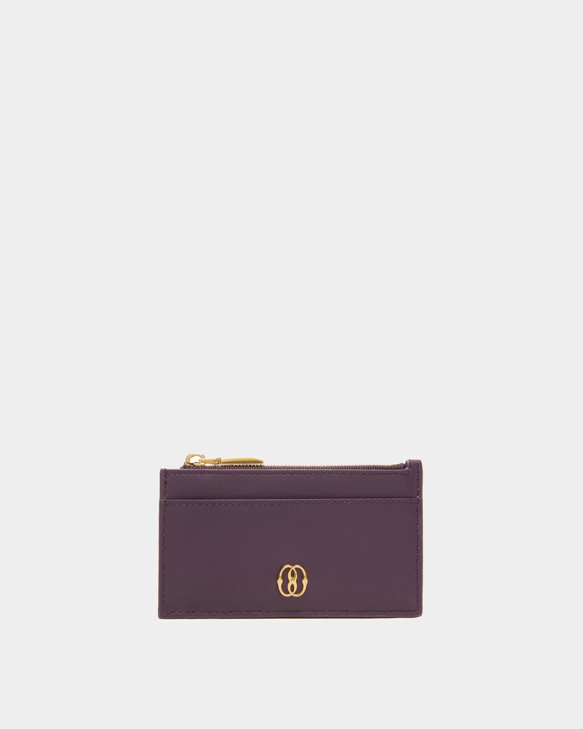Bally Global - Emblem Business Card Holder In Orchid Leather - Violet