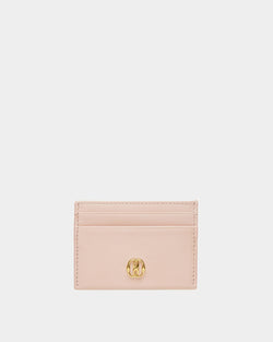 Emblem Business Card Holder In Dusty Petal Leather