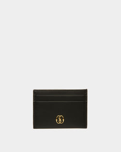 Emblem Card Holder In Black Leather