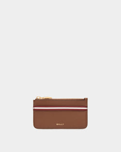 Porte-Cartes À Glissière Code En Cuir Marron