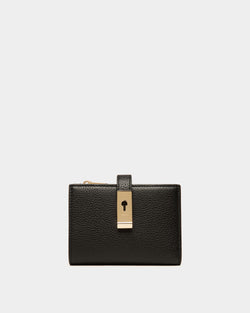 Lock Me Wallet In Black Grained Leather