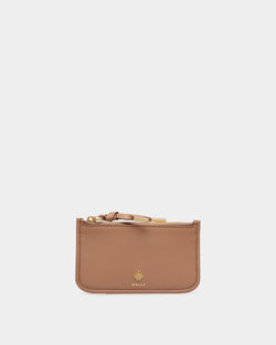 Porte-Cartes À Glissière Bally Essential En Cuir Praline Beige