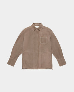 Suede Leather Jacket In Taupe