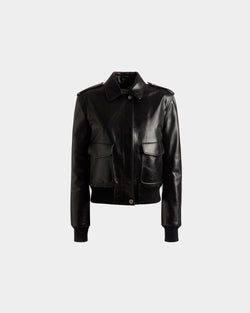 Bomber Jacket In Black Leather