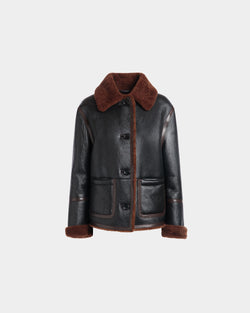 Shearling Lined Jacket In Black Leather