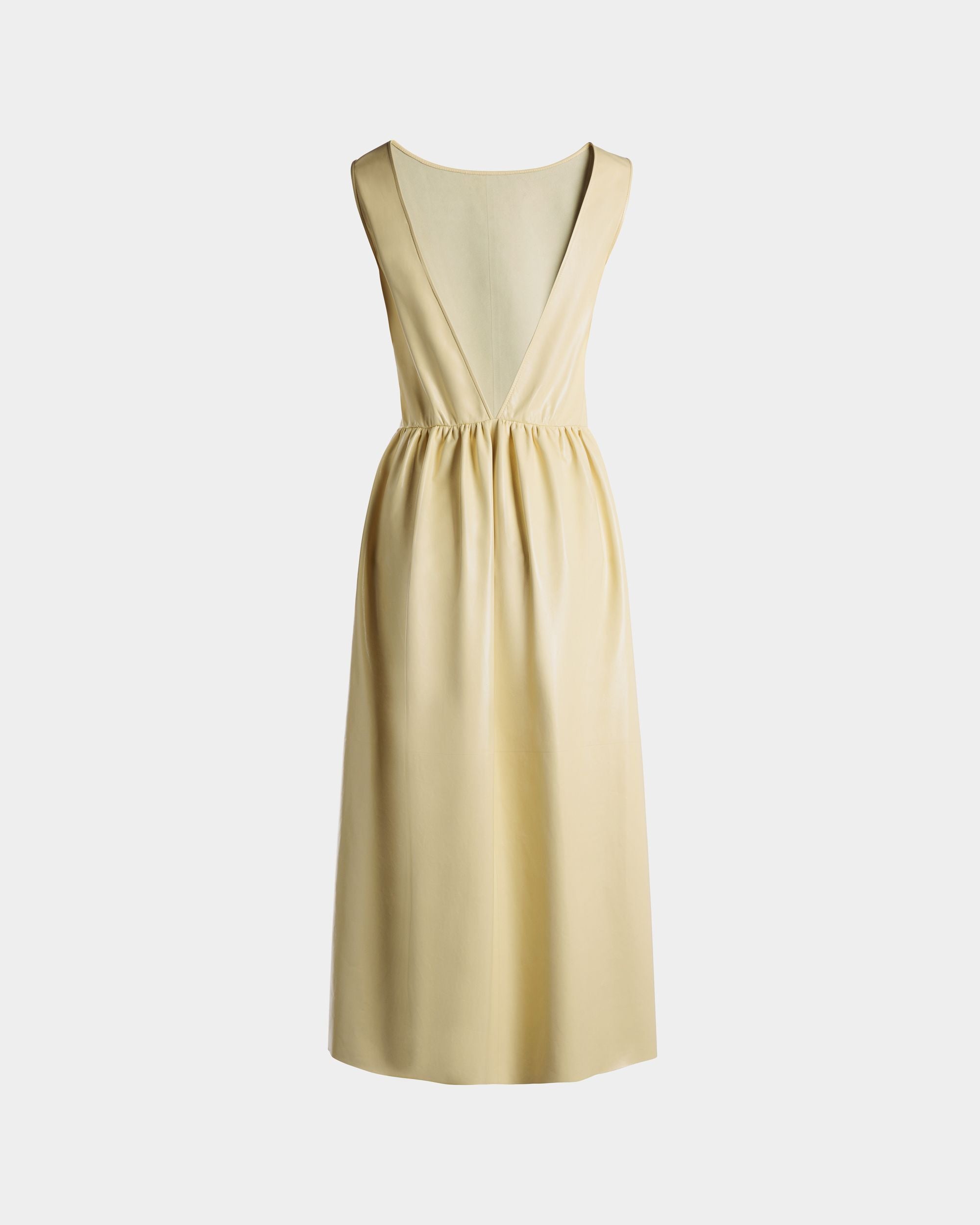 Bally Global - Sleeveless Midi Dress in Vanana Yellow Leather - Yellow