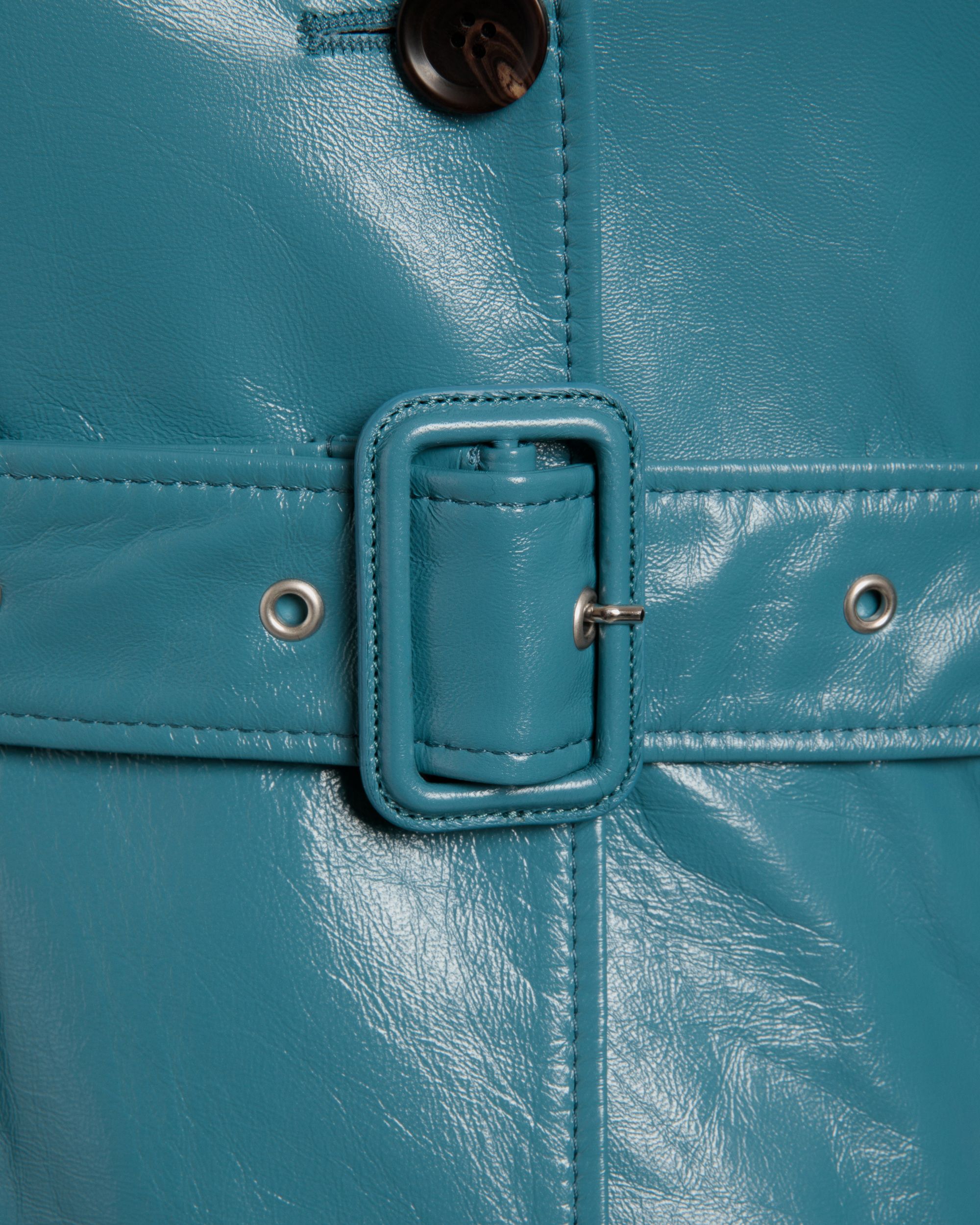 Bally Global - Manteau Ceinturé En Cuir Medium Blue - Bleu