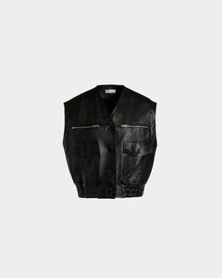 Gilet En Cuir Noir