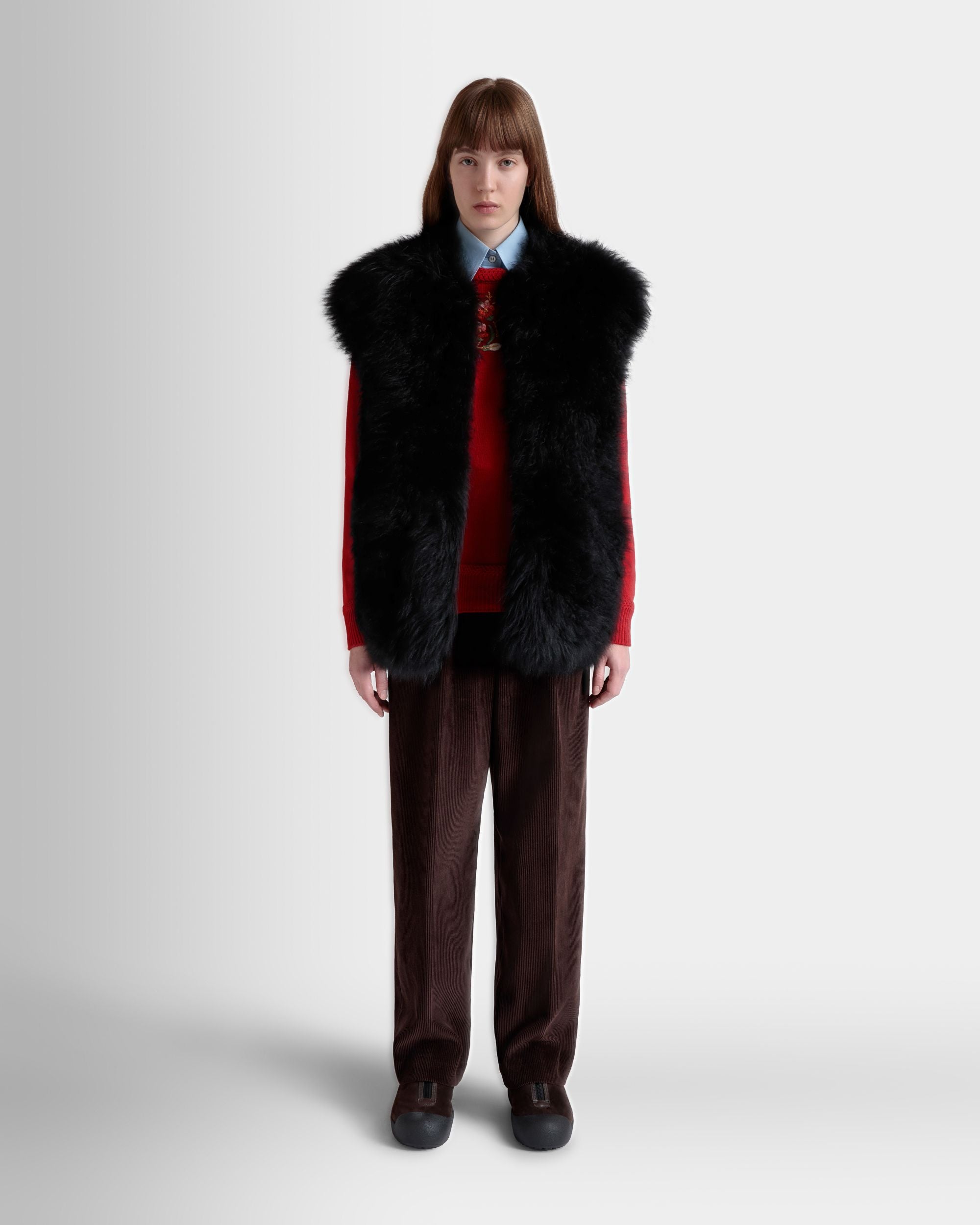Bally Global - Chaleco De La Cápsula Winter De Borreguillo Negro - Negro