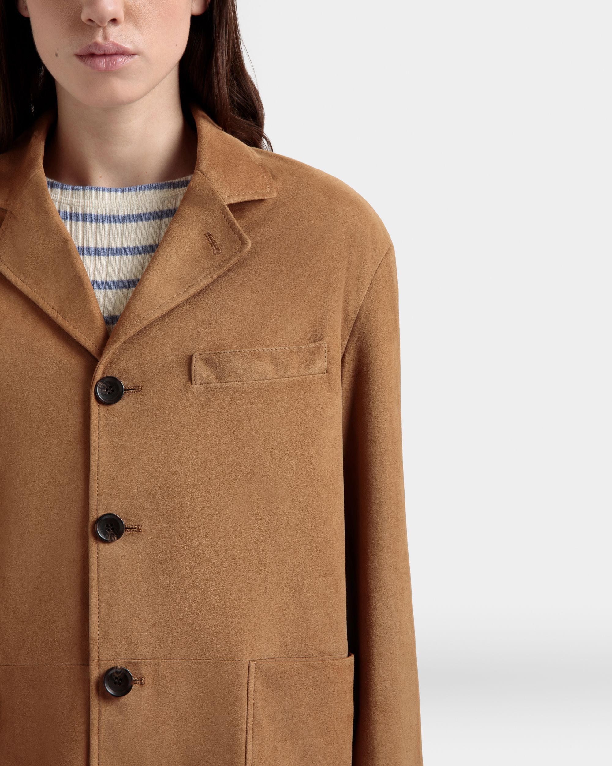 Bally Global - Blazer En Daim Marron - Marron