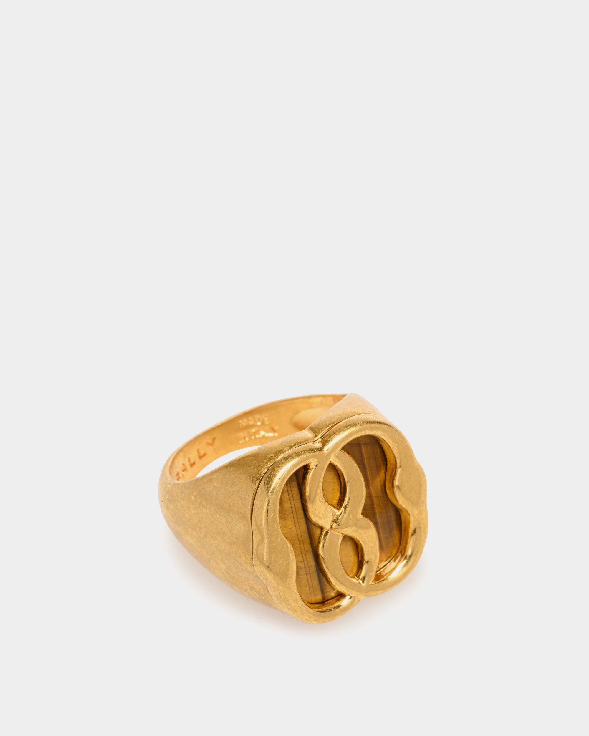 Bally Global - Emblem Ring in Hammered Gold-tone Eco Brass - Gold