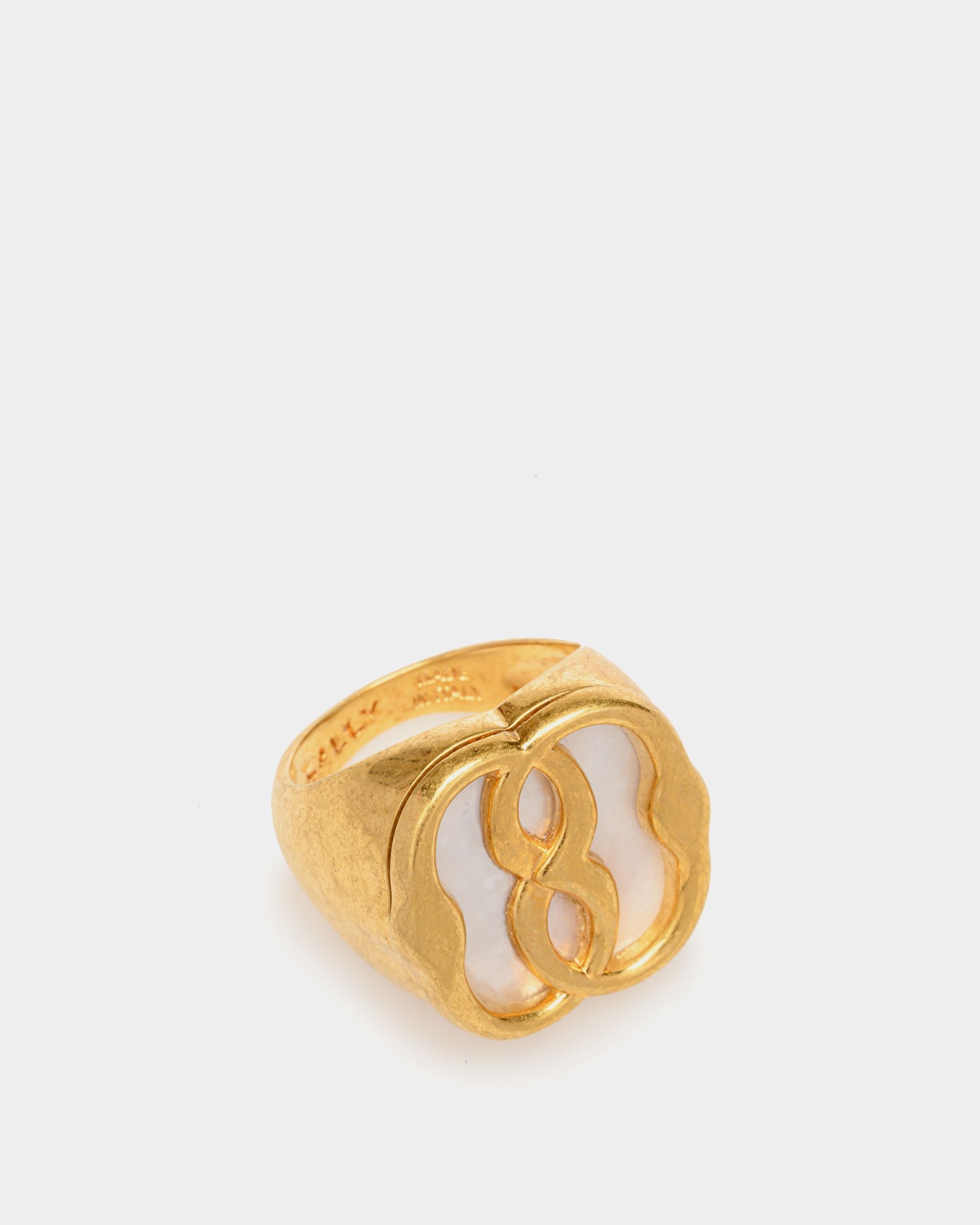 Bally Global - Emblem Ring in Hammered Gold-tone Eco Brass - Gold