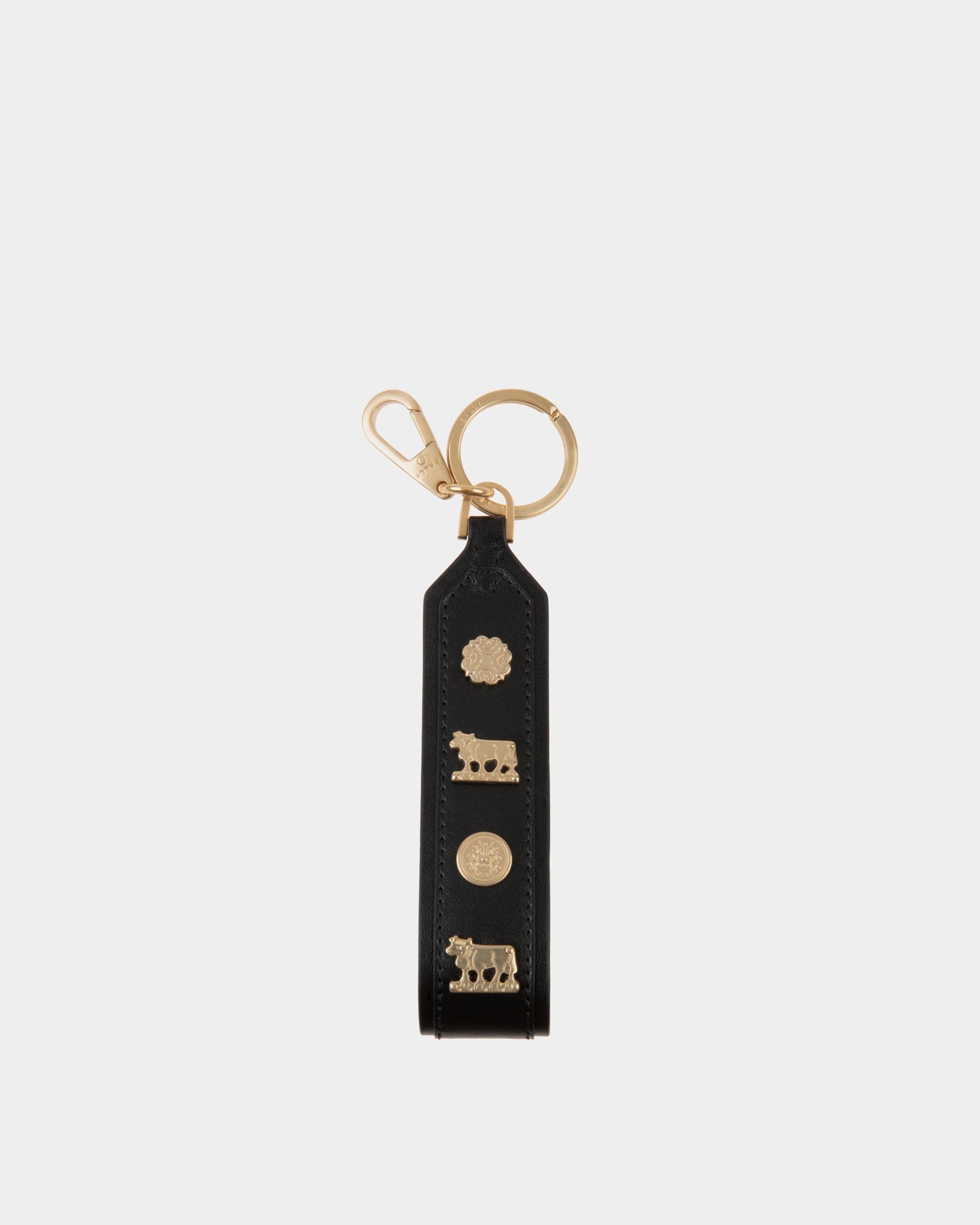 Bally Global - Swissness Keychain With Studs In Black Leather - Black