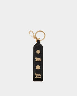 Swissness Keychain With Studs In Black Leather