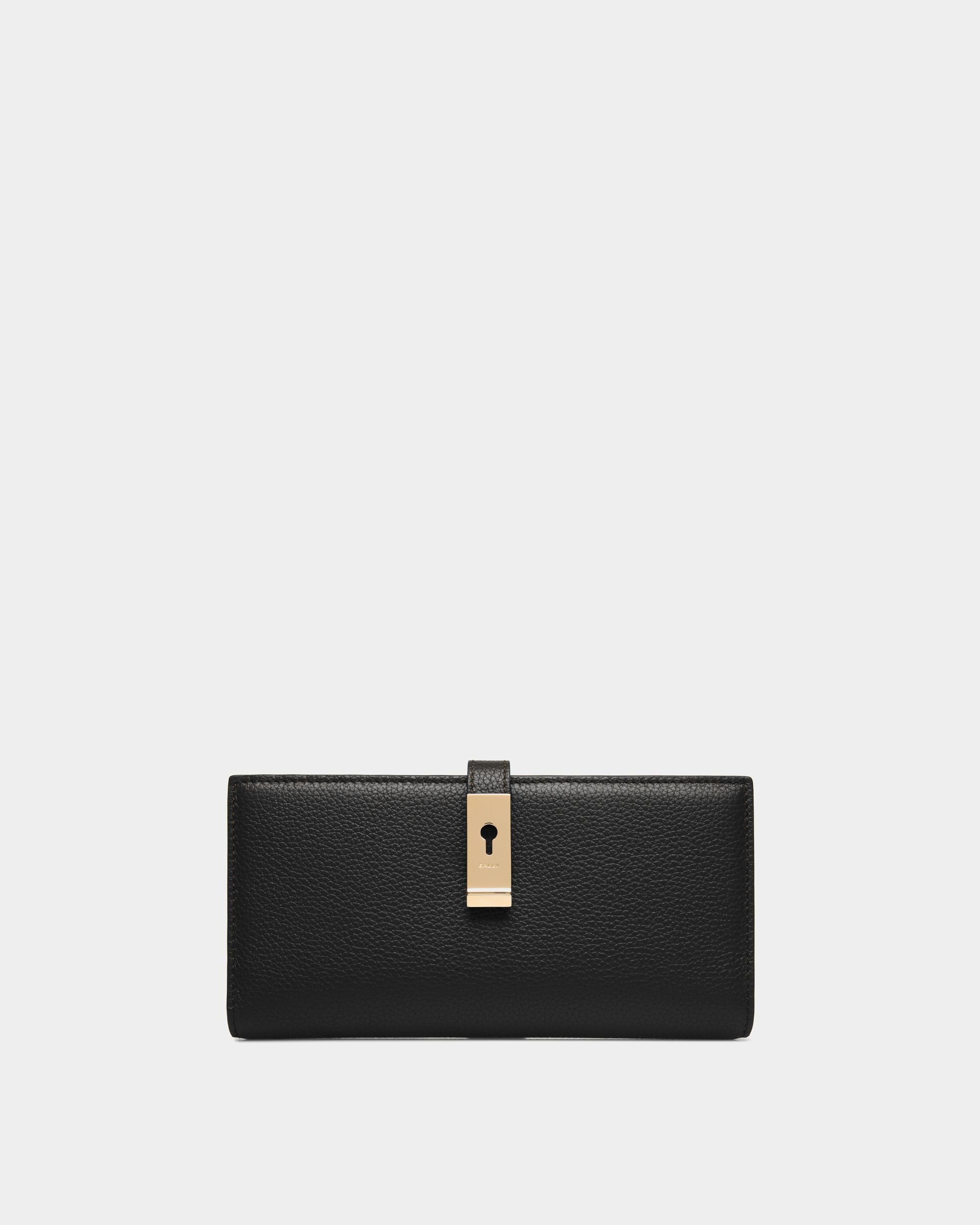 Bally Global - Cartera Alargada Lock Me De Piel Granulada Negra - Negro