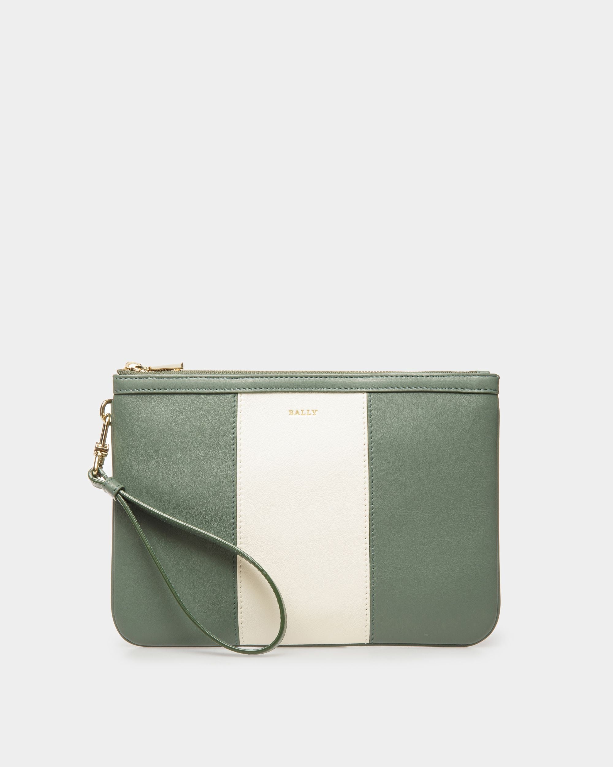 Bally Global - Cabana Wristlet in Green and White Leather - Green