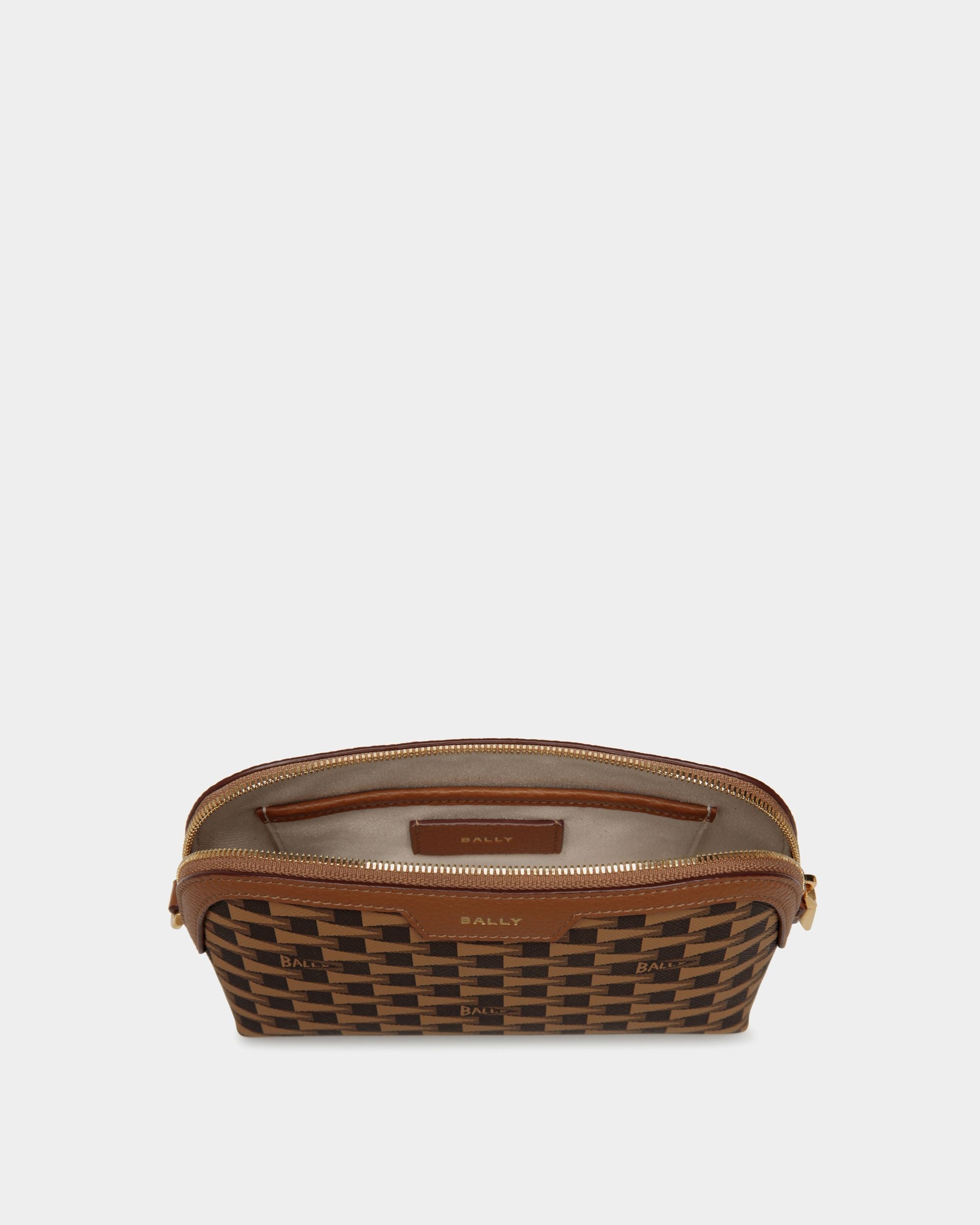Bally Global - Pennant Pouch With Wristlet In Brown Pennant Motif - Marrón