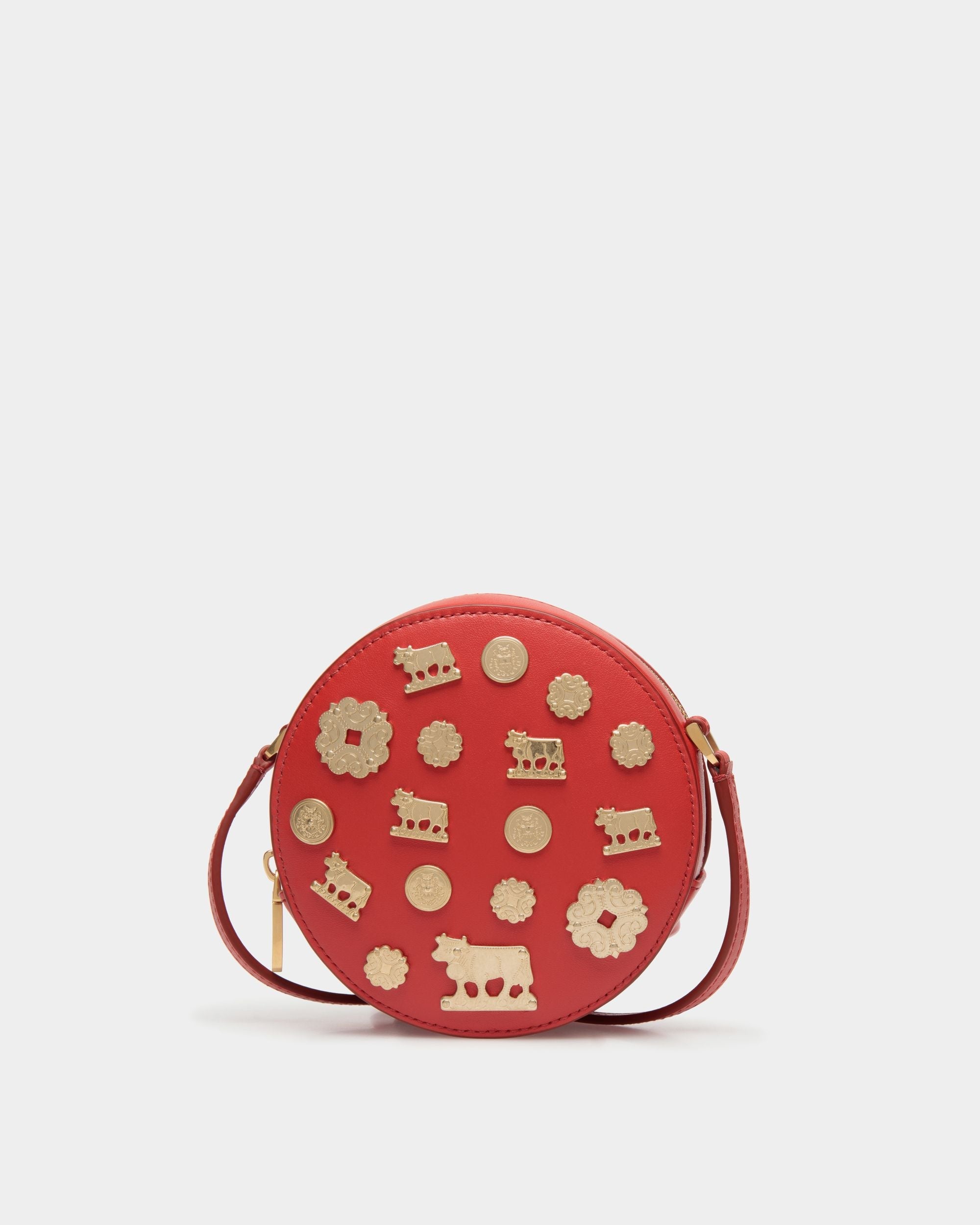 Bally Global - Swissness Round Minibag With Studs In Candy Red Leather - Red