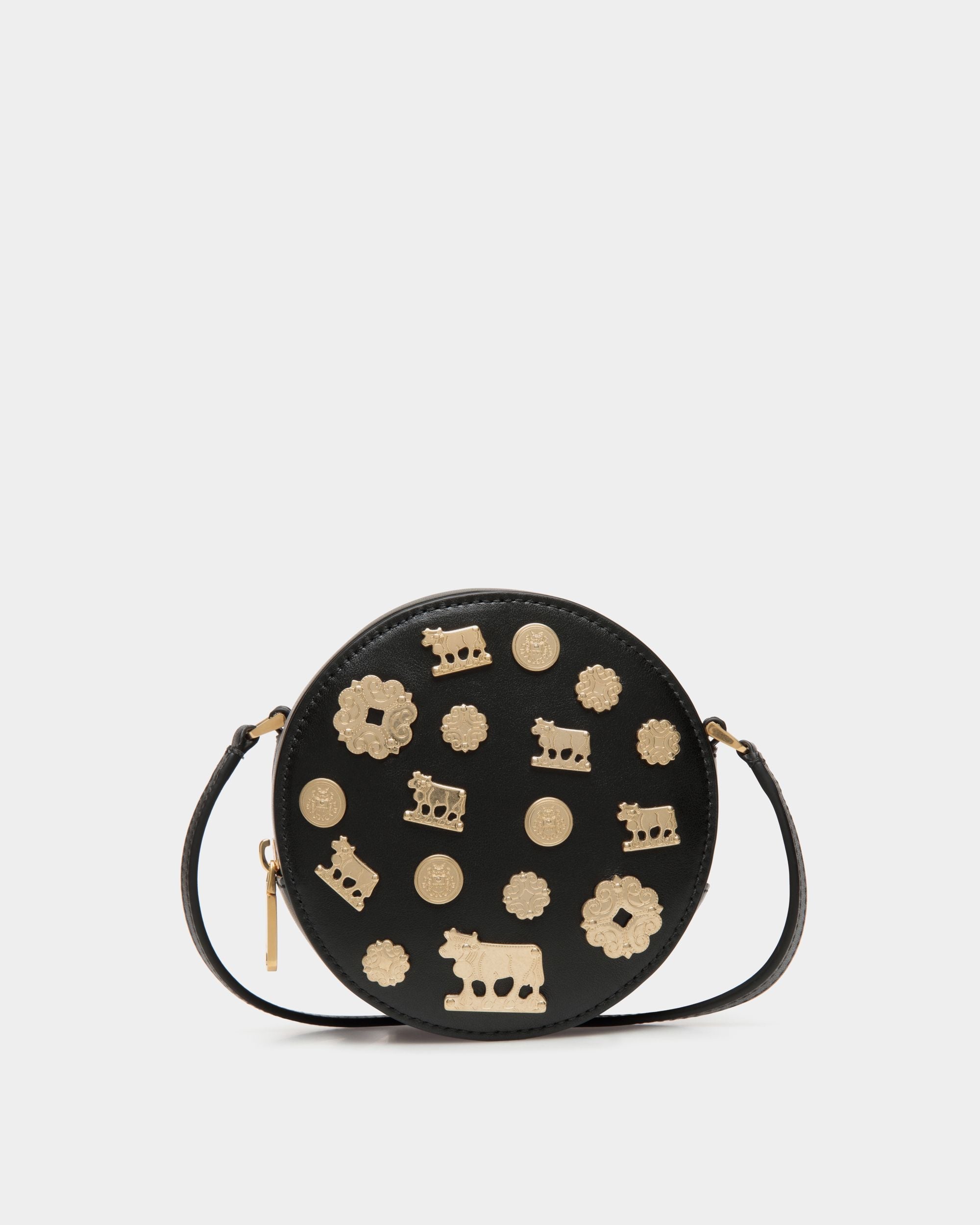 Bally Global - Swissness Round Minibag With Studs In Black Leather - Black