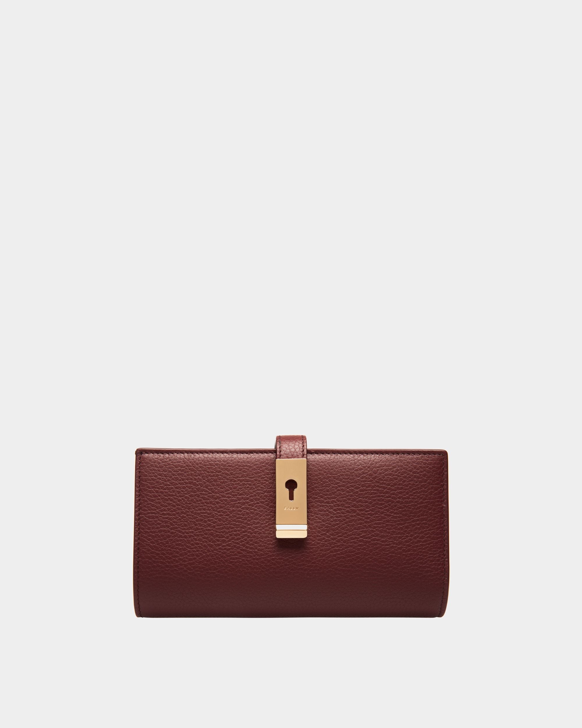 Bally Global - Lock Me Long Wallet In Andorra Grained Leather - Red