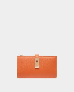 Lock Me Long Wallet in Koi Orange Grained Leather