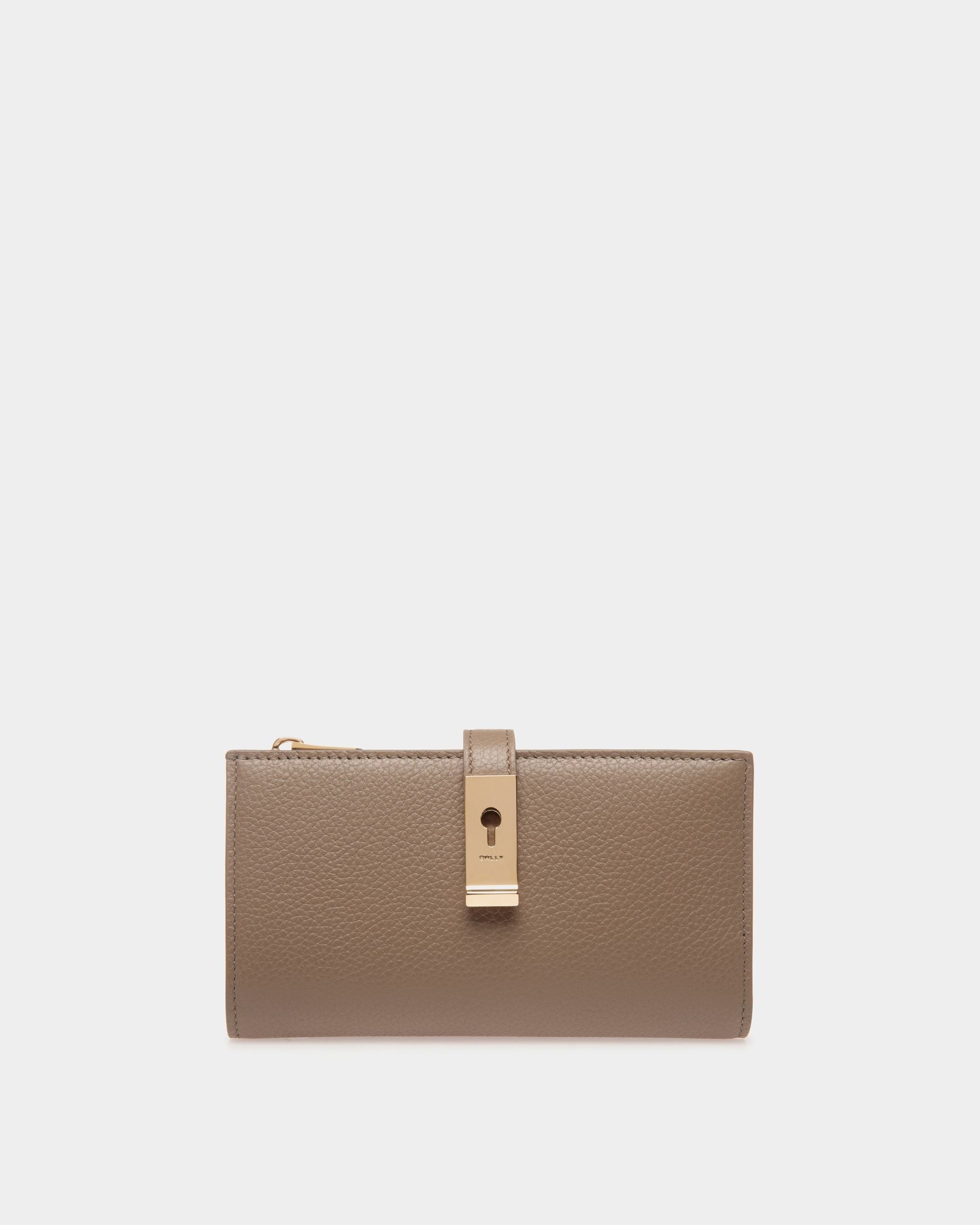 Bally Global - Lock Me Long Wallet in Taupe Grained Leather - Brown