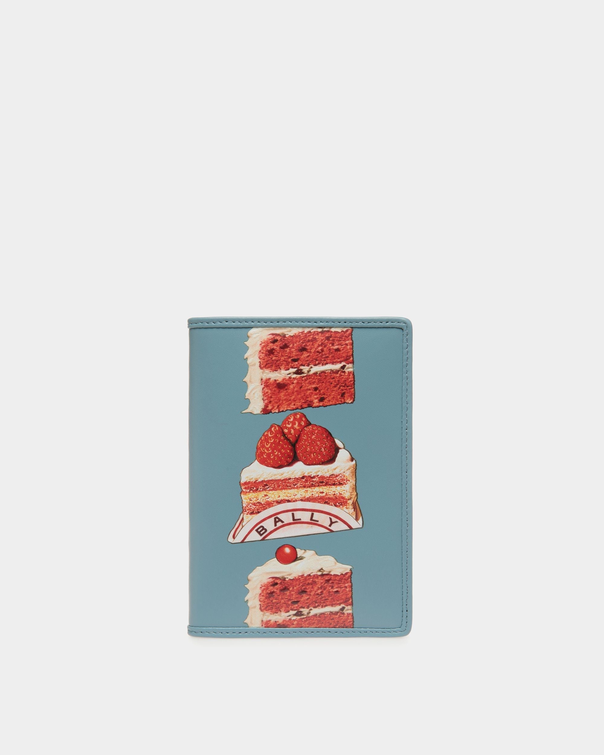 Bally Global - Funda Para Pasaporte De Piel Medium Blue Con Estampado Bally Cake - Azul