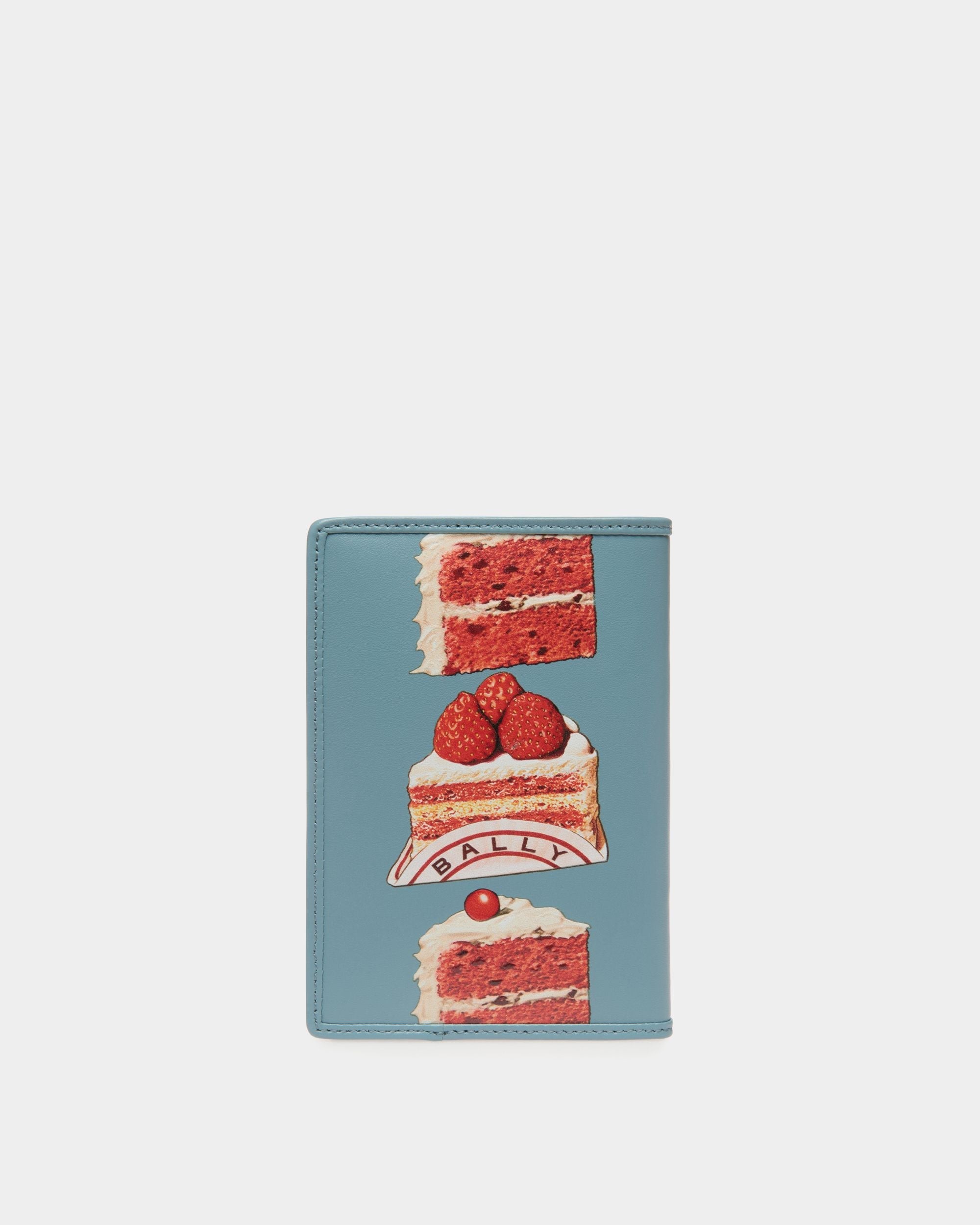 Bally Global - Funda Para Pasaporte De Piel Medium Blue Con Estampado Bally Cake - Azul